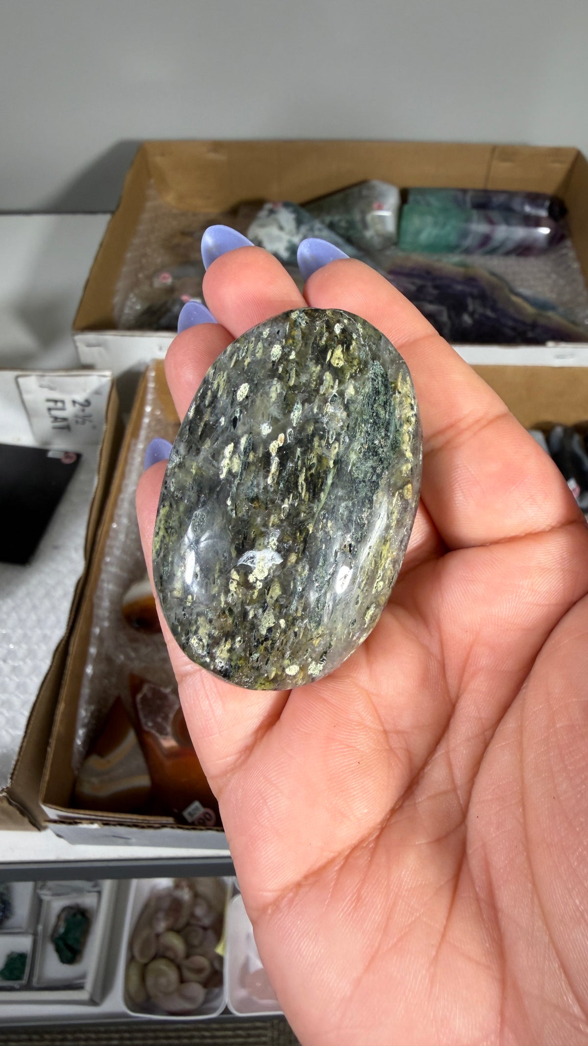 Gorgeous Green Tourmaline Palm Stone | Opt 92