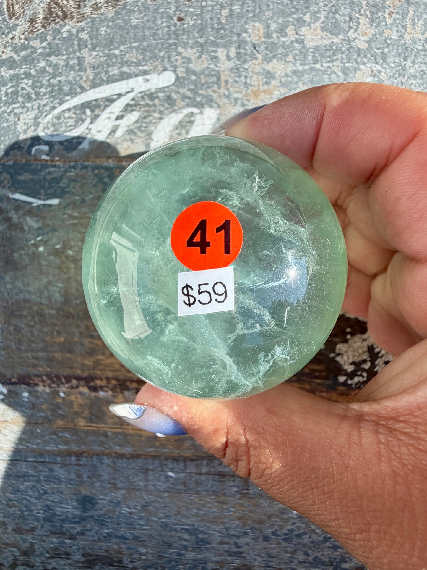Gorgeous Stormy Water Fluorite Sphere | Opt 41