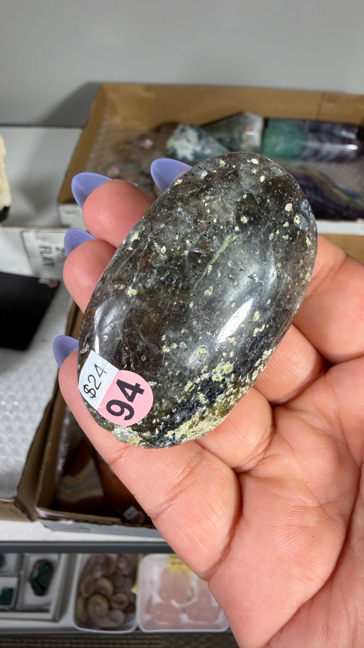 Gorgeous Green Tourmaline Palm Stone | Opt 94
