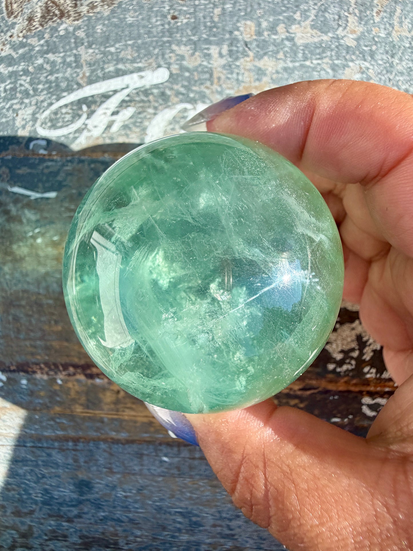 Gorgeous Stormy Water Fluorite Sphere | Opt 41