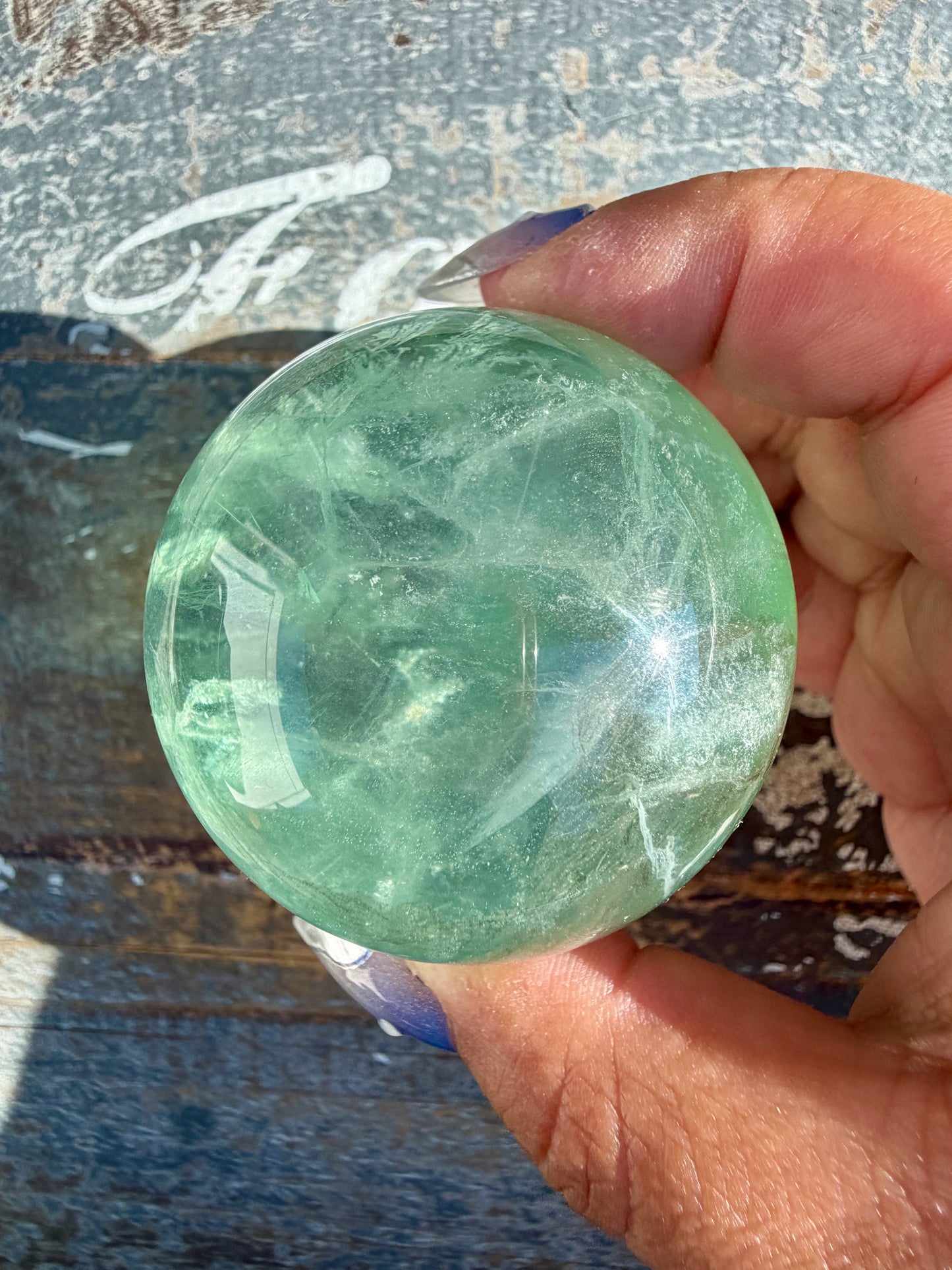 Gorgeous Stormy Water Fluorite Sphere | Opt 41