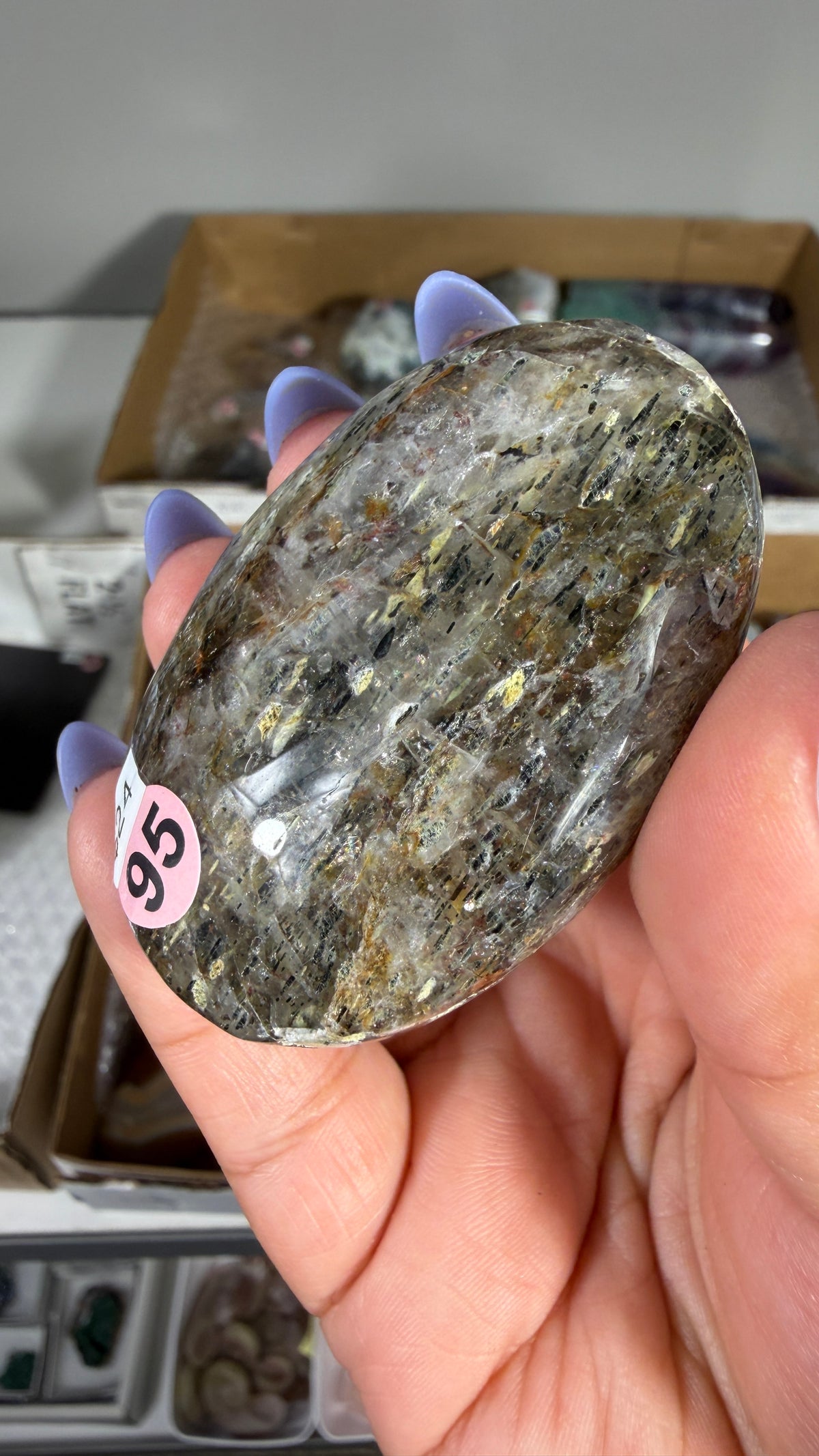 Gorgeous Green Tourmaline Palm Stone | Opt 95