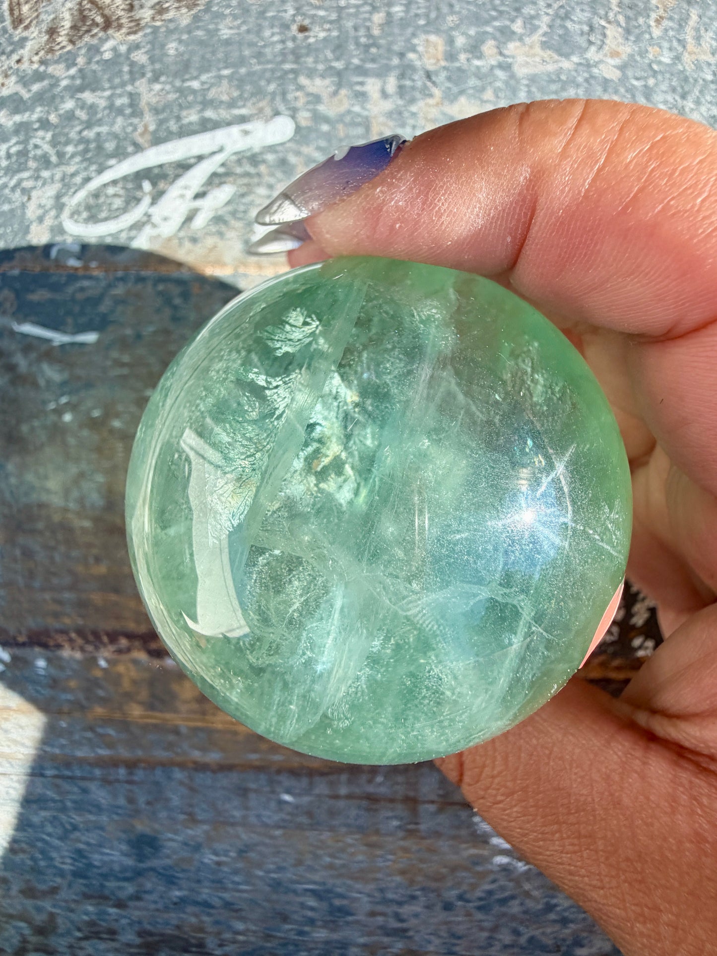 Gorgeous Stormy Water Fluorite Sphere | Opt 41