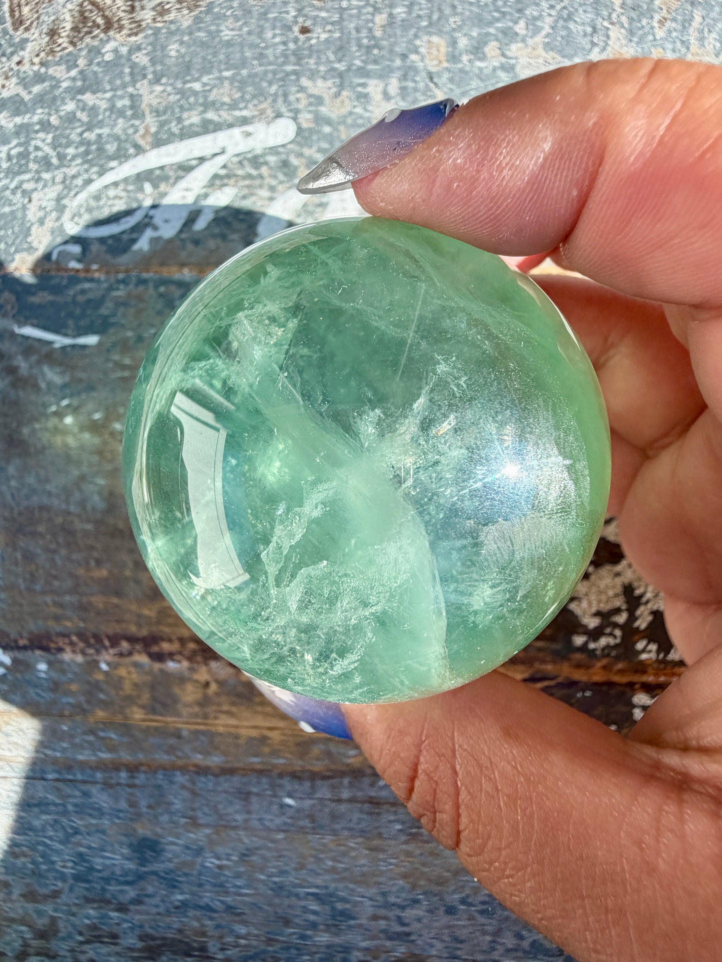 Gorgeous Stormy Water Fluorite Sphere | Opt 41