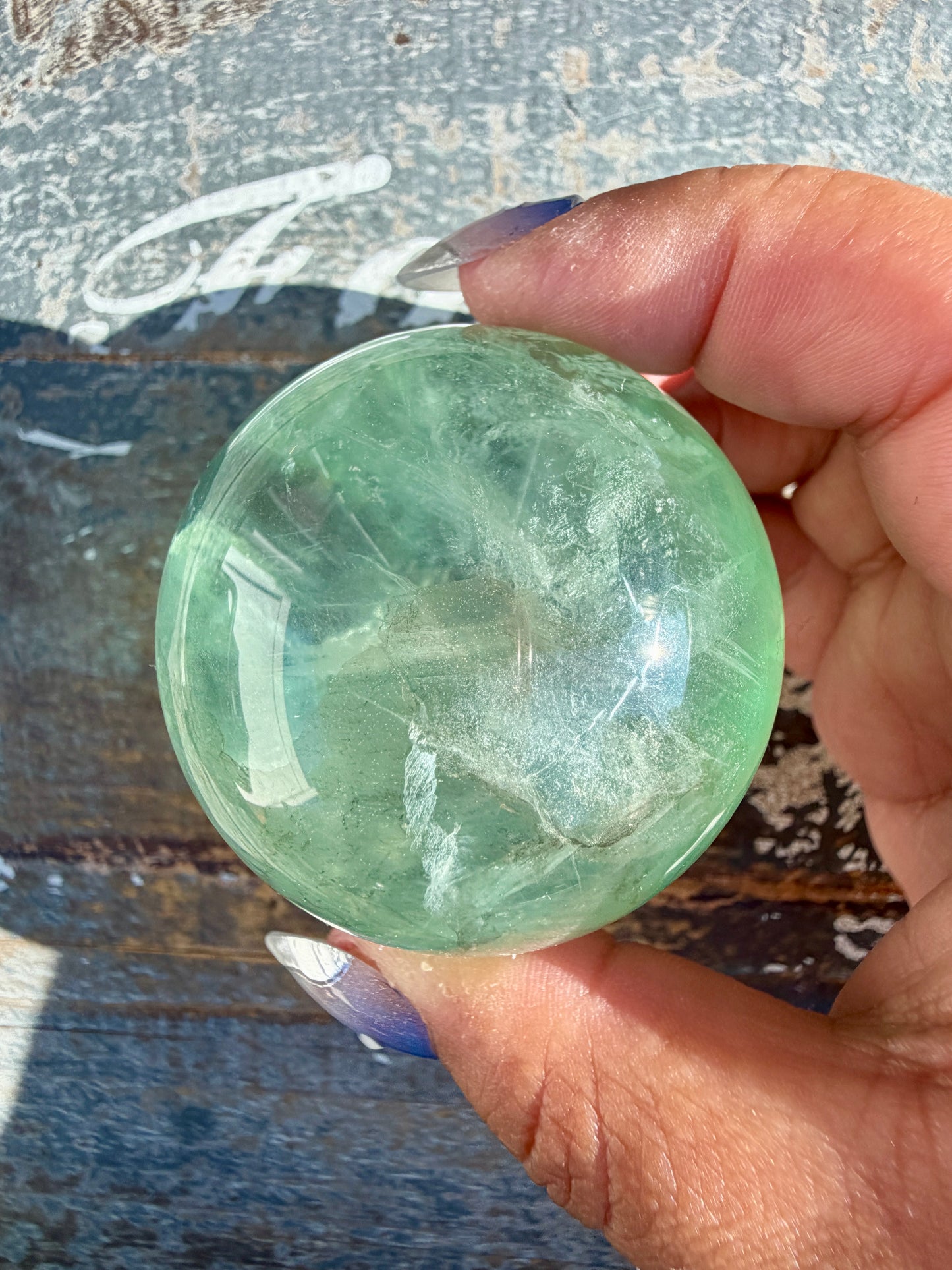 Gorgeous Stormy Water Fluorite Sphere | Opt 41
