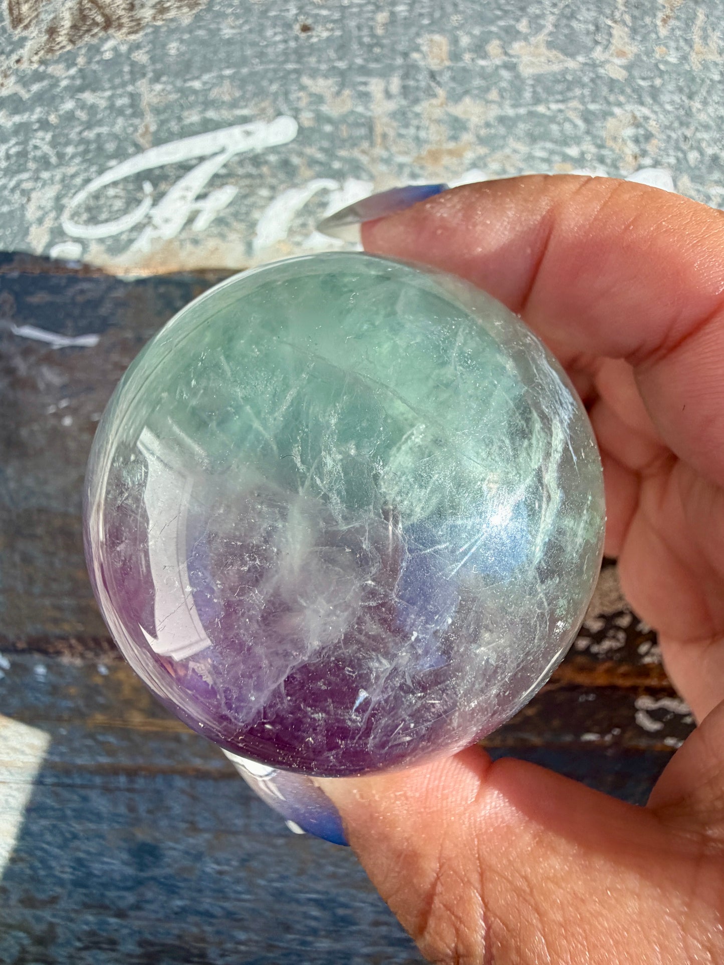 Gorgeous Stormy Water Fluorite Sphere | Opt 39