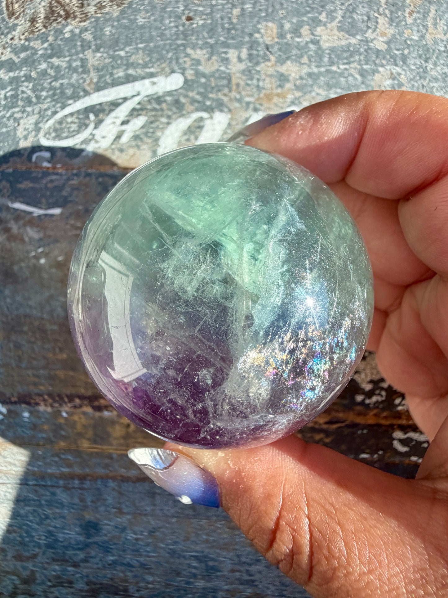 Gorgeous Stormy Water Fluorite Sphere | Opt 39