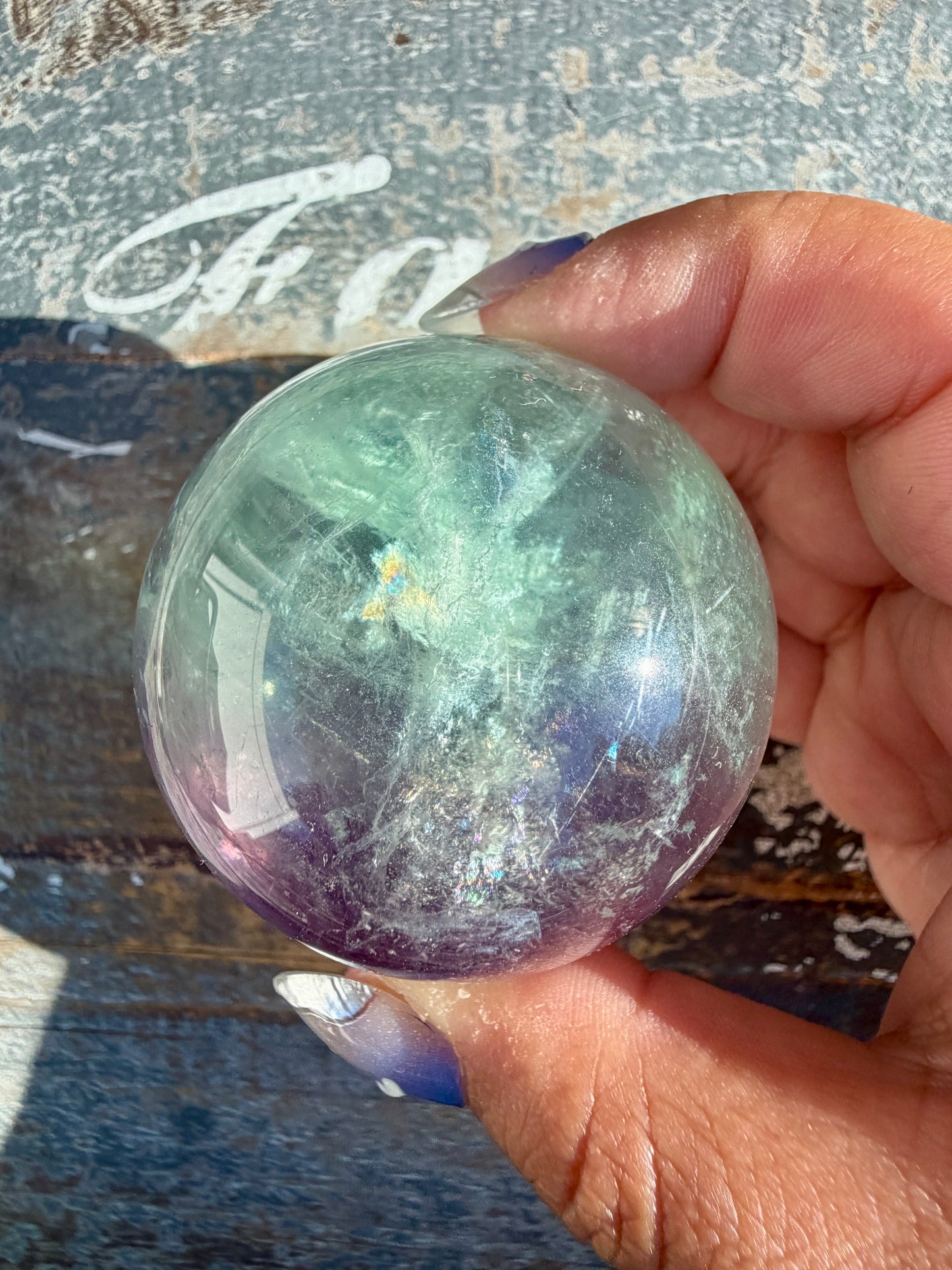 Gorgeous Stormy Water Fluorite Sphere | Opt 39