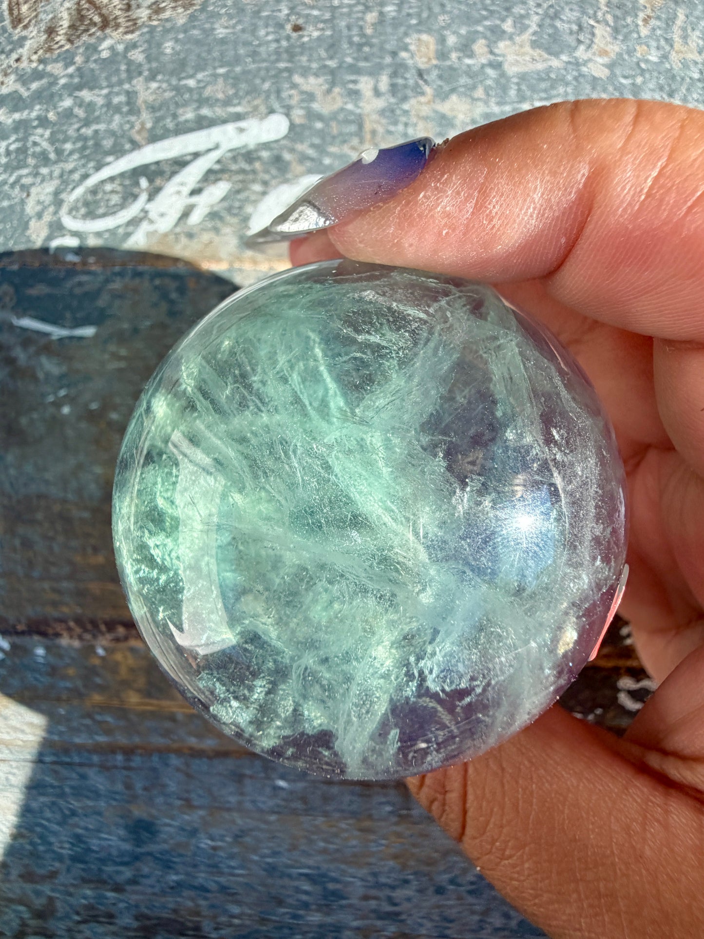 Gorgeous Stormy Water Fluorite Sphere | Opt 39