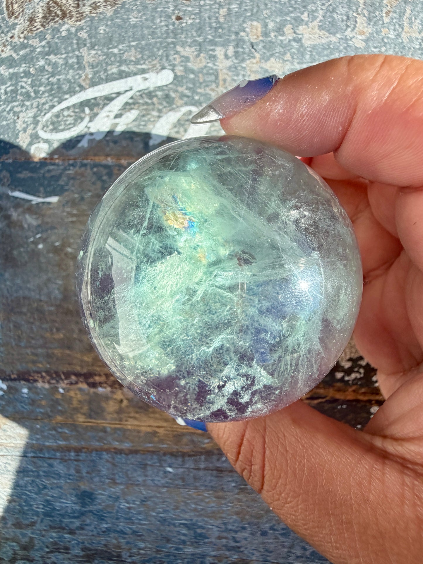 Gorgeous Stormy Water Fluorite Sphere | Opt 39