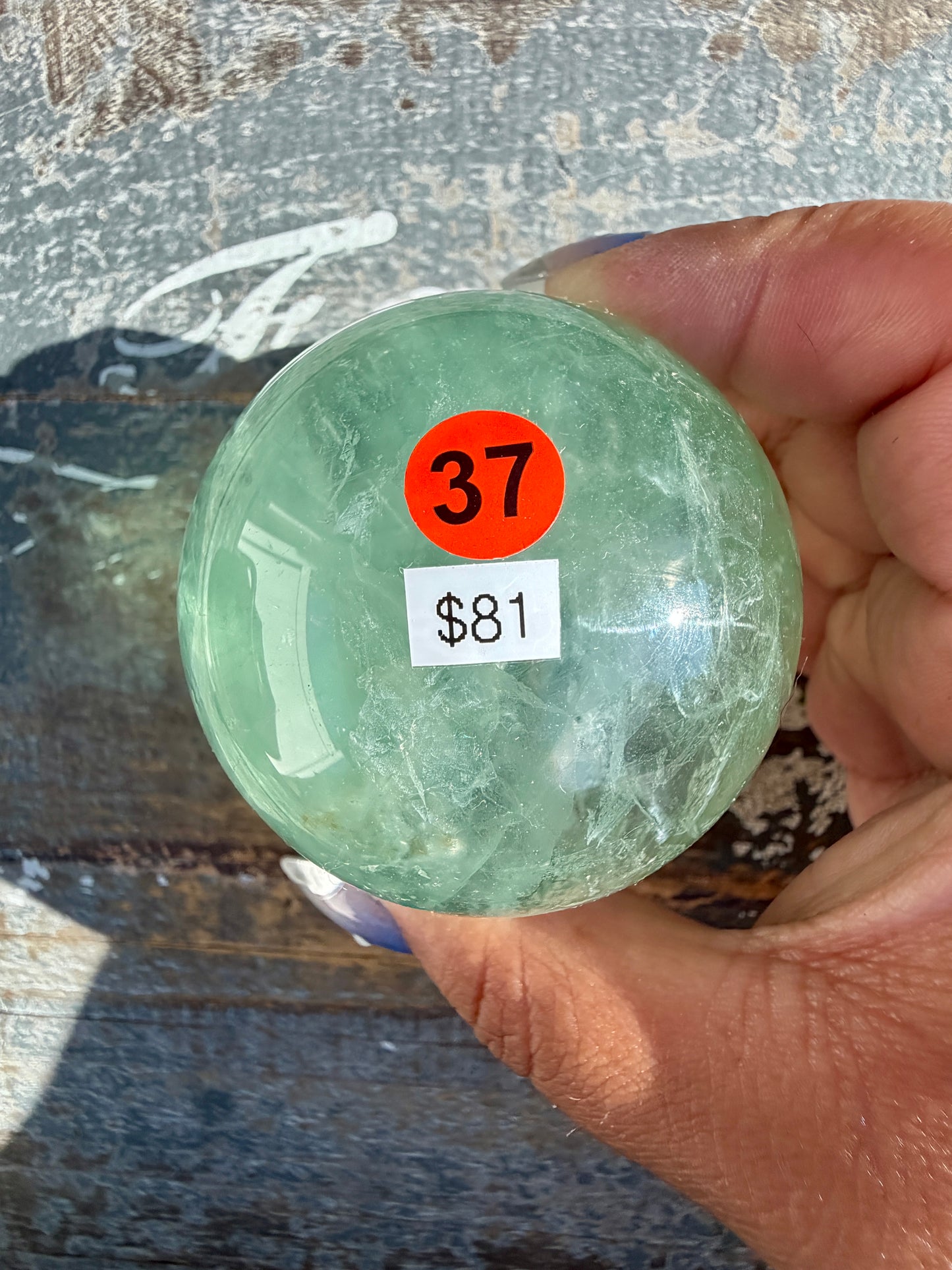 Gorgeous Stormy Water Fluorite Sphere | Opt 37