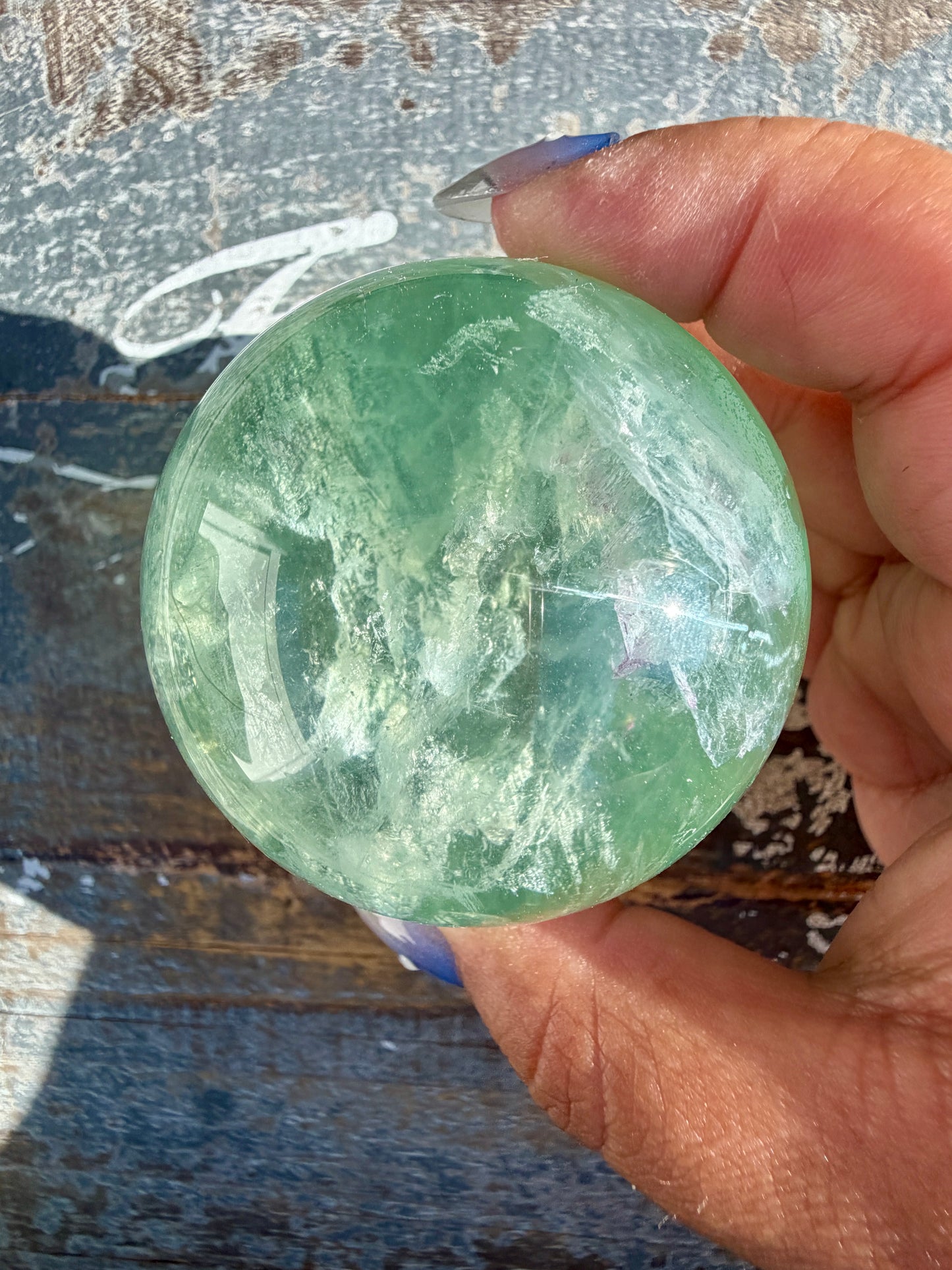 Gorgeous Stormy Water Fluorite Sphere | Opt 37