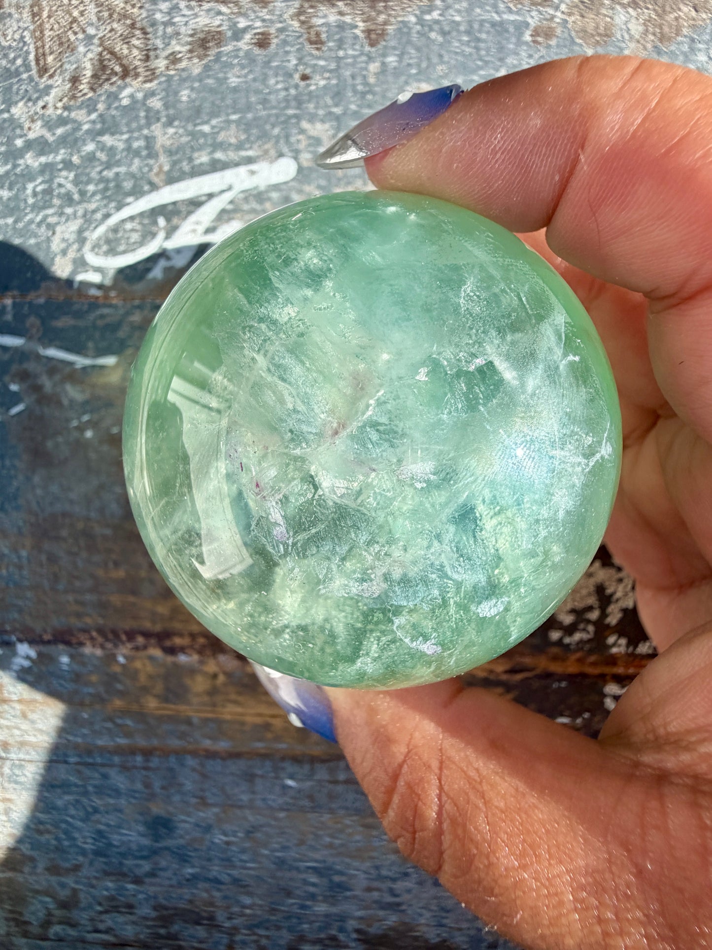 Gorgeous Stormy Water Fluorite Sphere | Opt 37