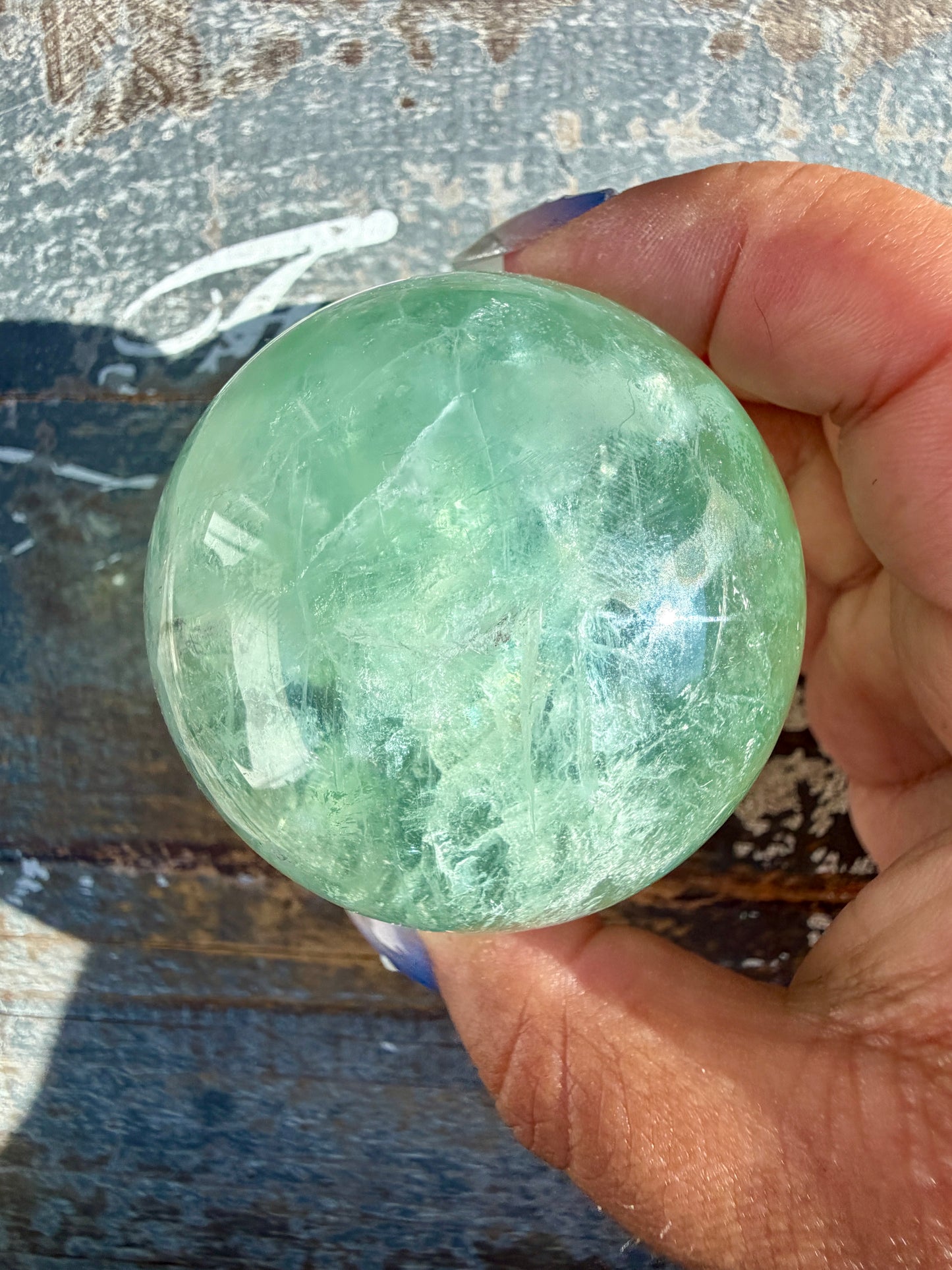 Gorgeous Stormy Water Fluorite Sphere | Opt 37