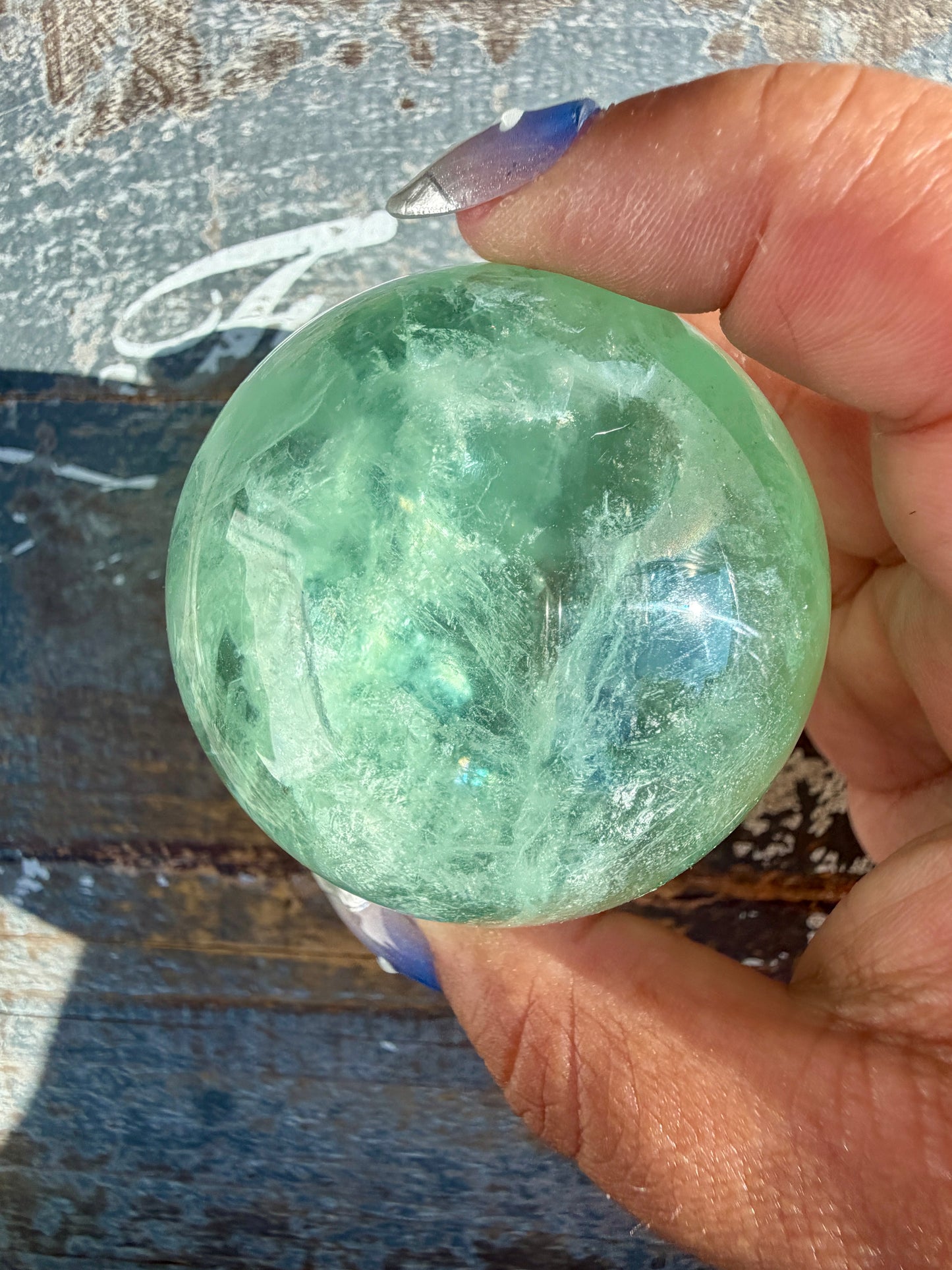 Gorgeous Stormy Water Fluorite Sphere | Opt 37