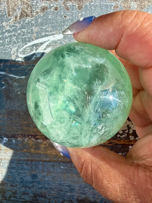 Gorgeous Stormy Water Fluorite Sphere | Opt 37