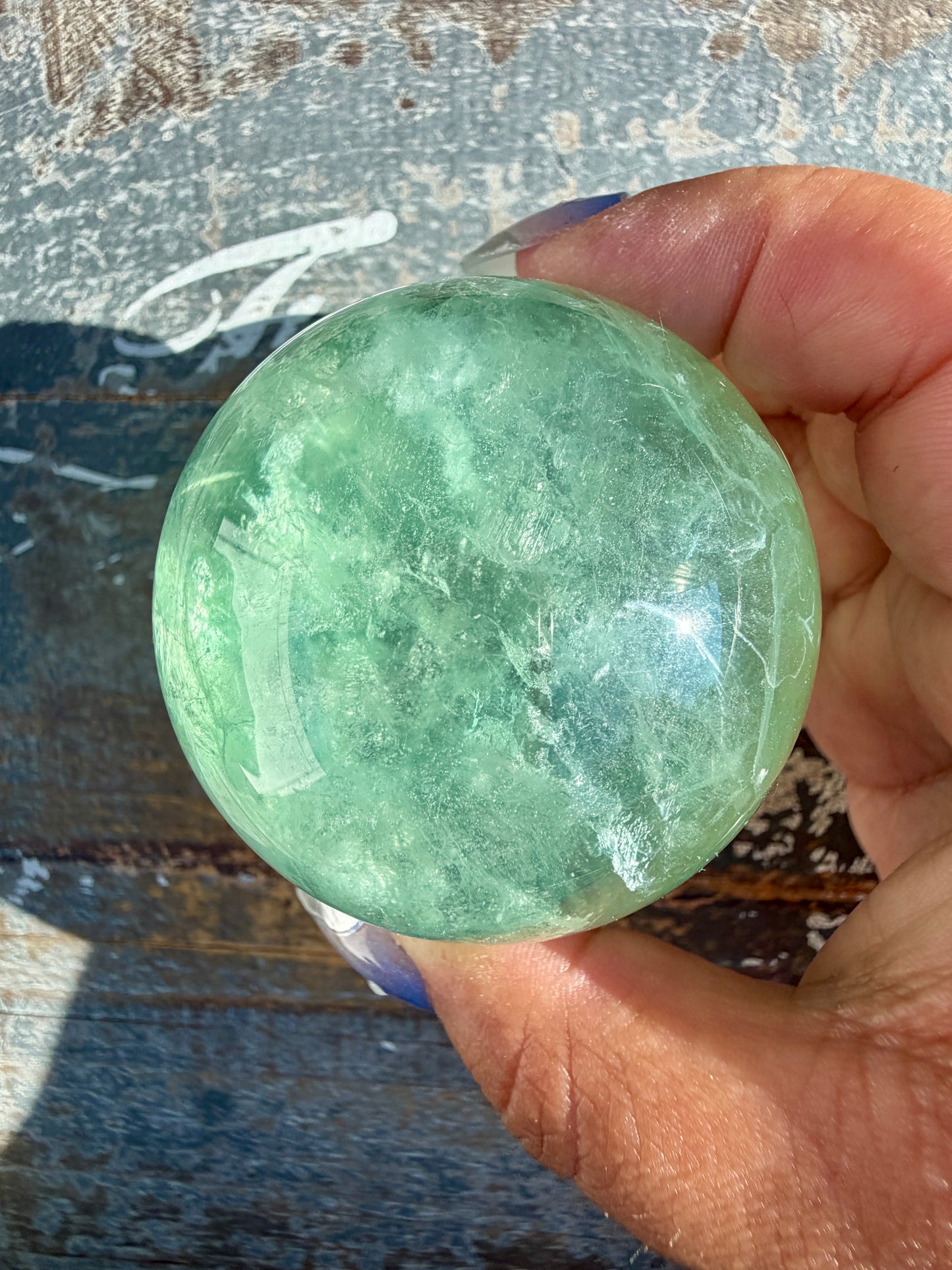 Gorgeous Stormy Water Fluorite Sphere | Opt 37