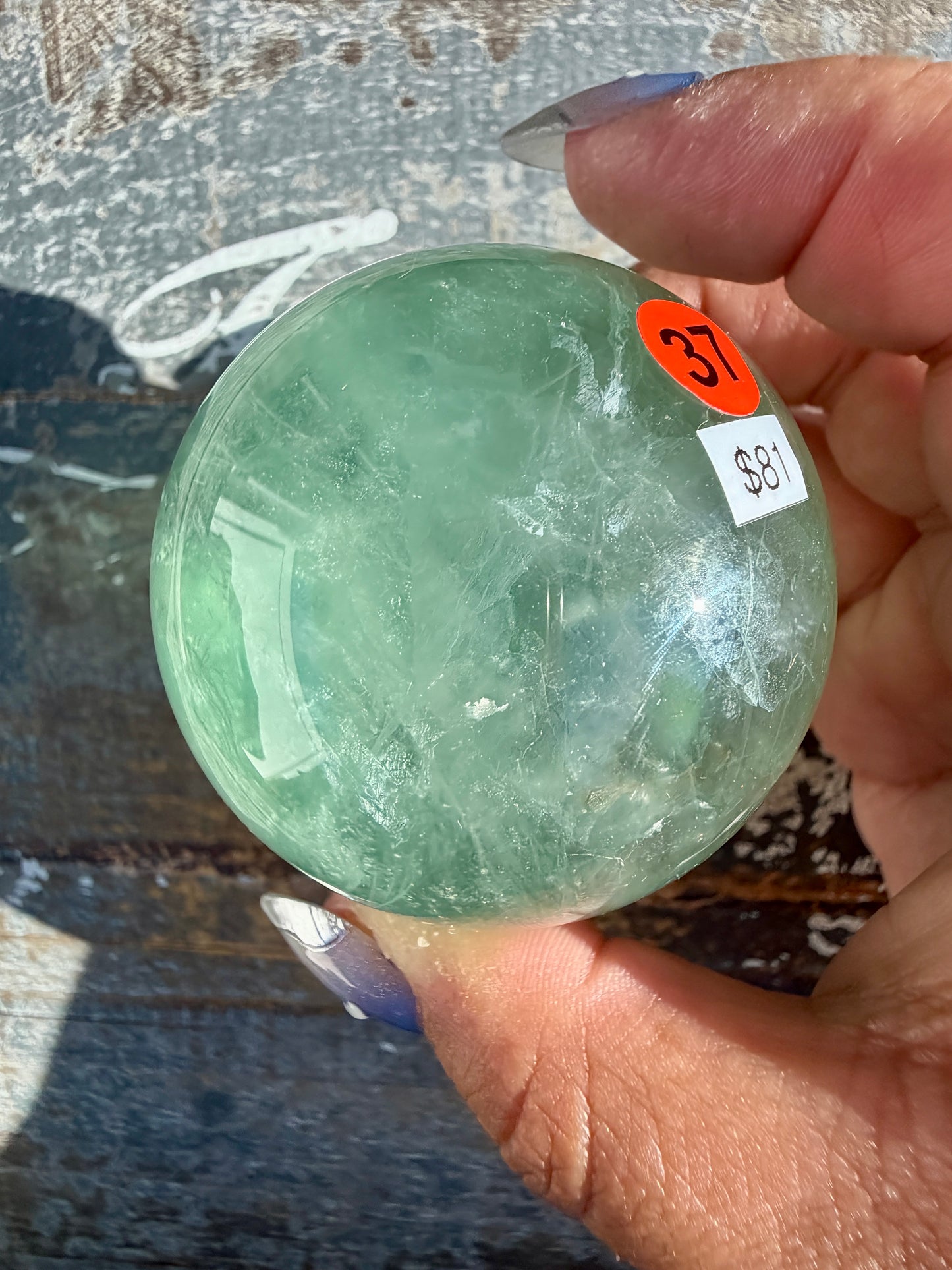 Gorgeous Stormy Water Fluorite Sphere | Opt 37