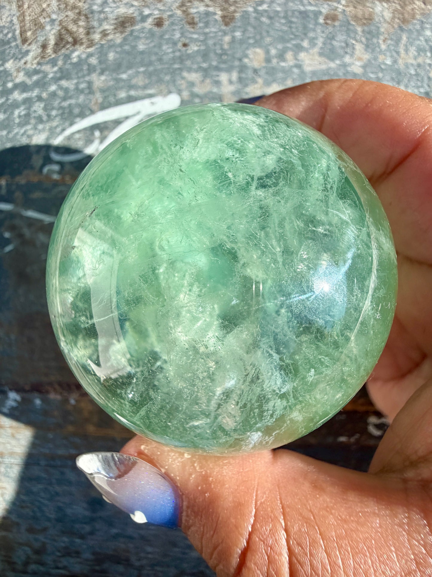 Gorgeous Stormy Water Fluorite Sphere | Opt 37