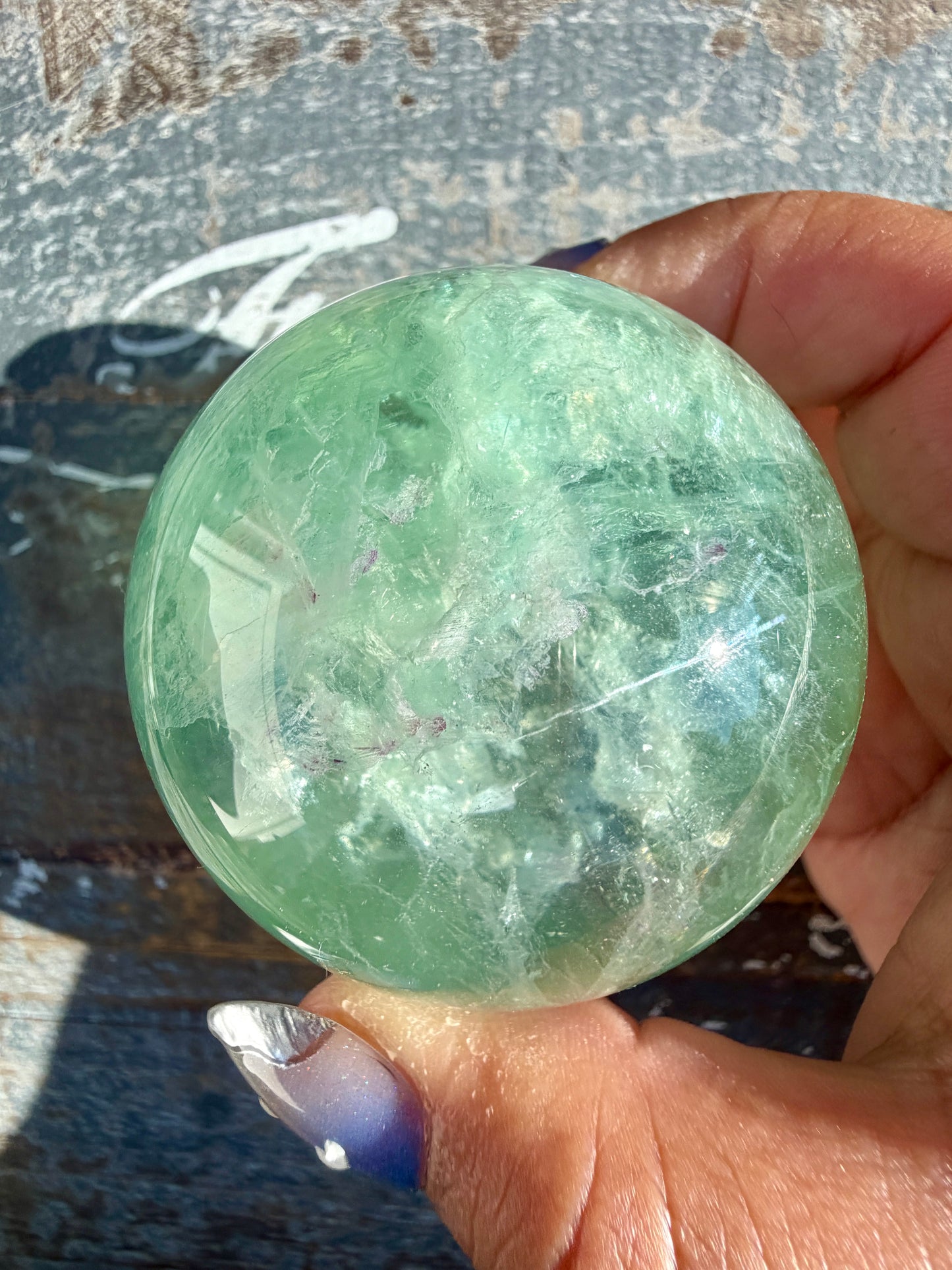 Gorgeous Stormy Water Fluorite Sphere | Opt 37