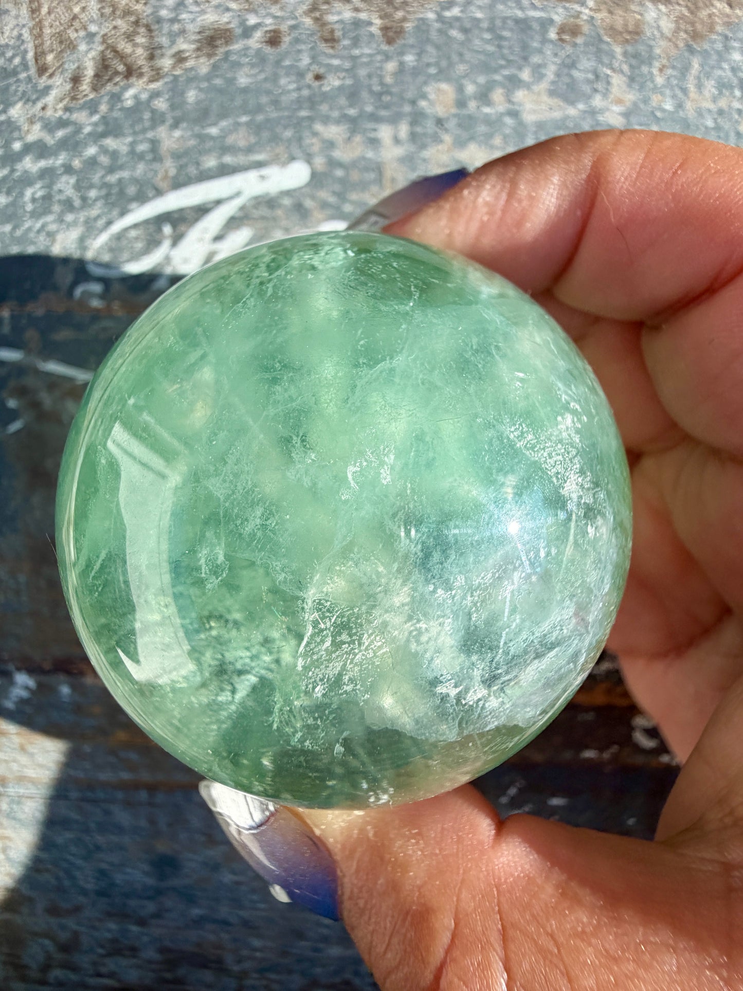 Gorgeous Stormy Water Fluorite Sphere | Opt 37