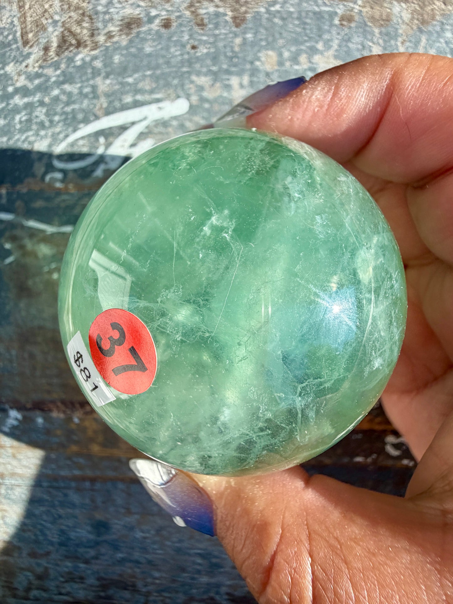 Gorgeous Stormy Water Fluorite Sphere | Opt 37