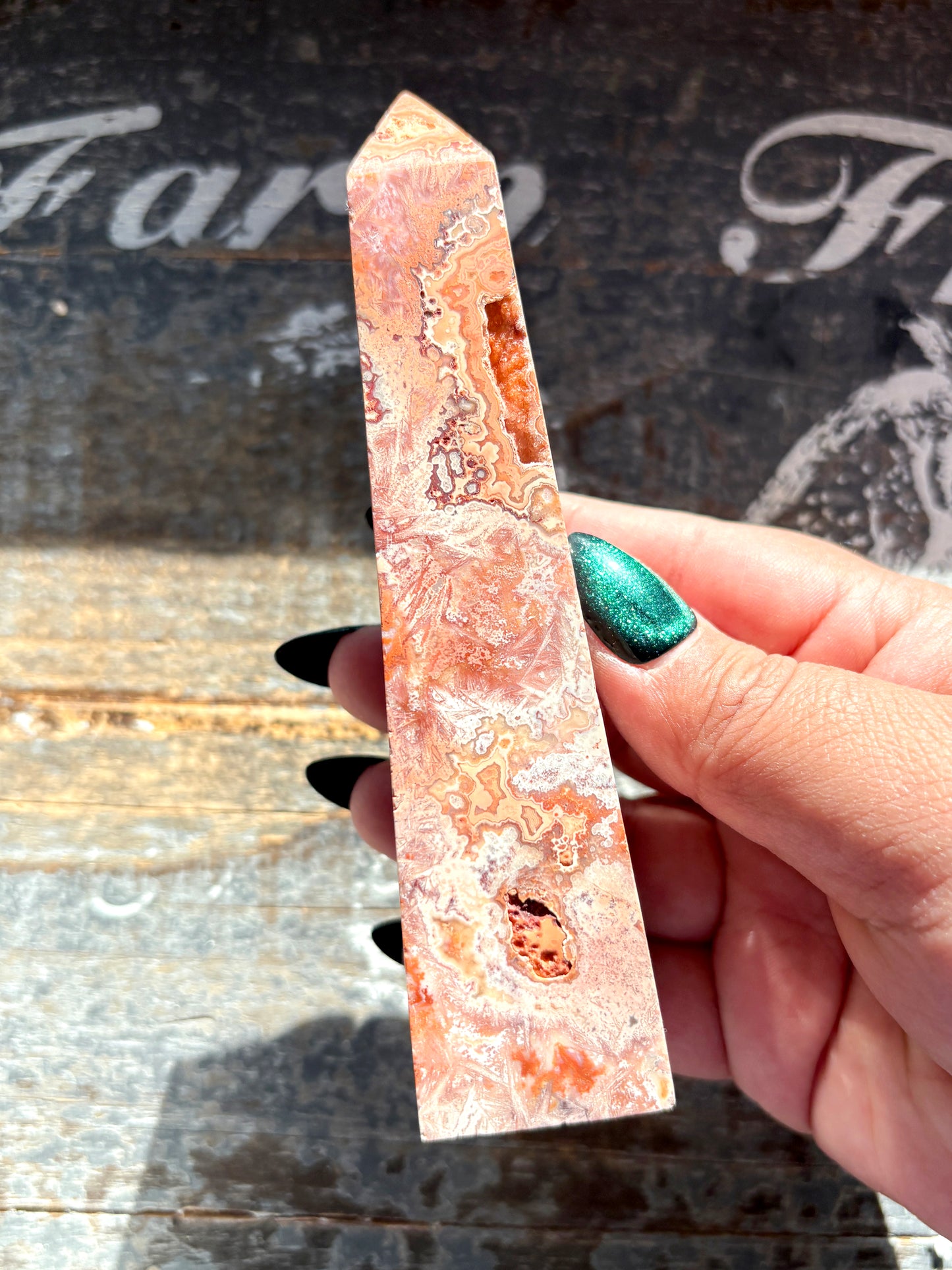 Gorgeous Pink Lace Agate Tower from Indonesia