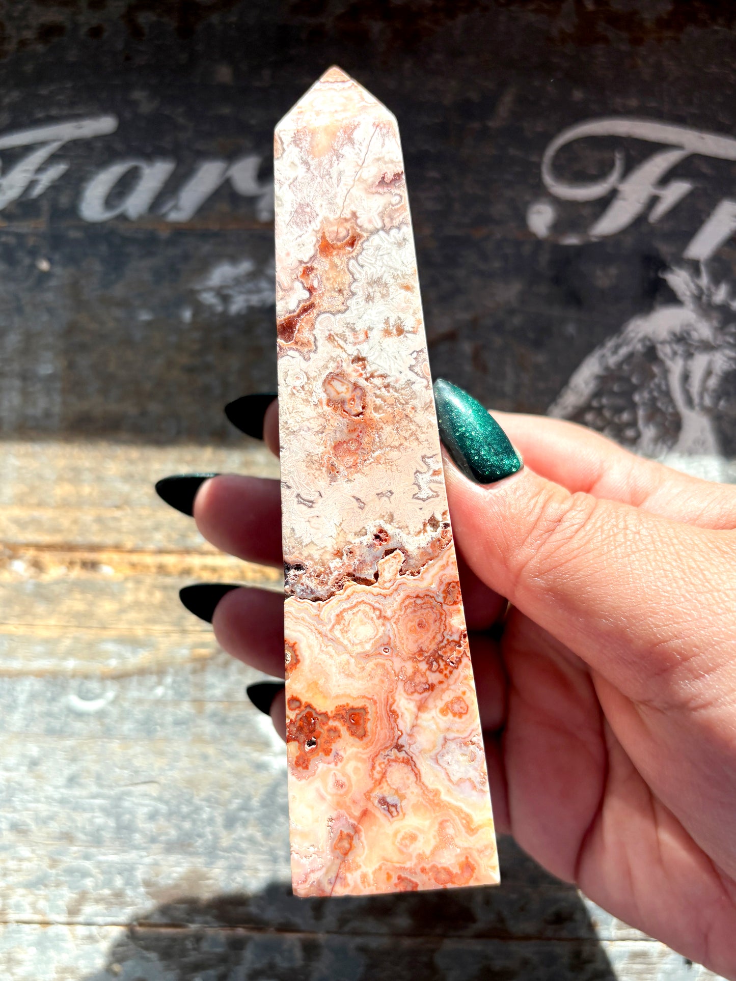 Gorgeous Pink Lace Agate Tower from Indonesia