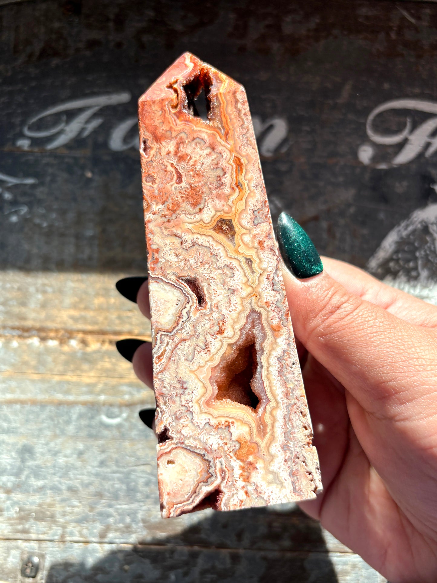 Gorgeous Pink Lace Agate Tower from Indonesia