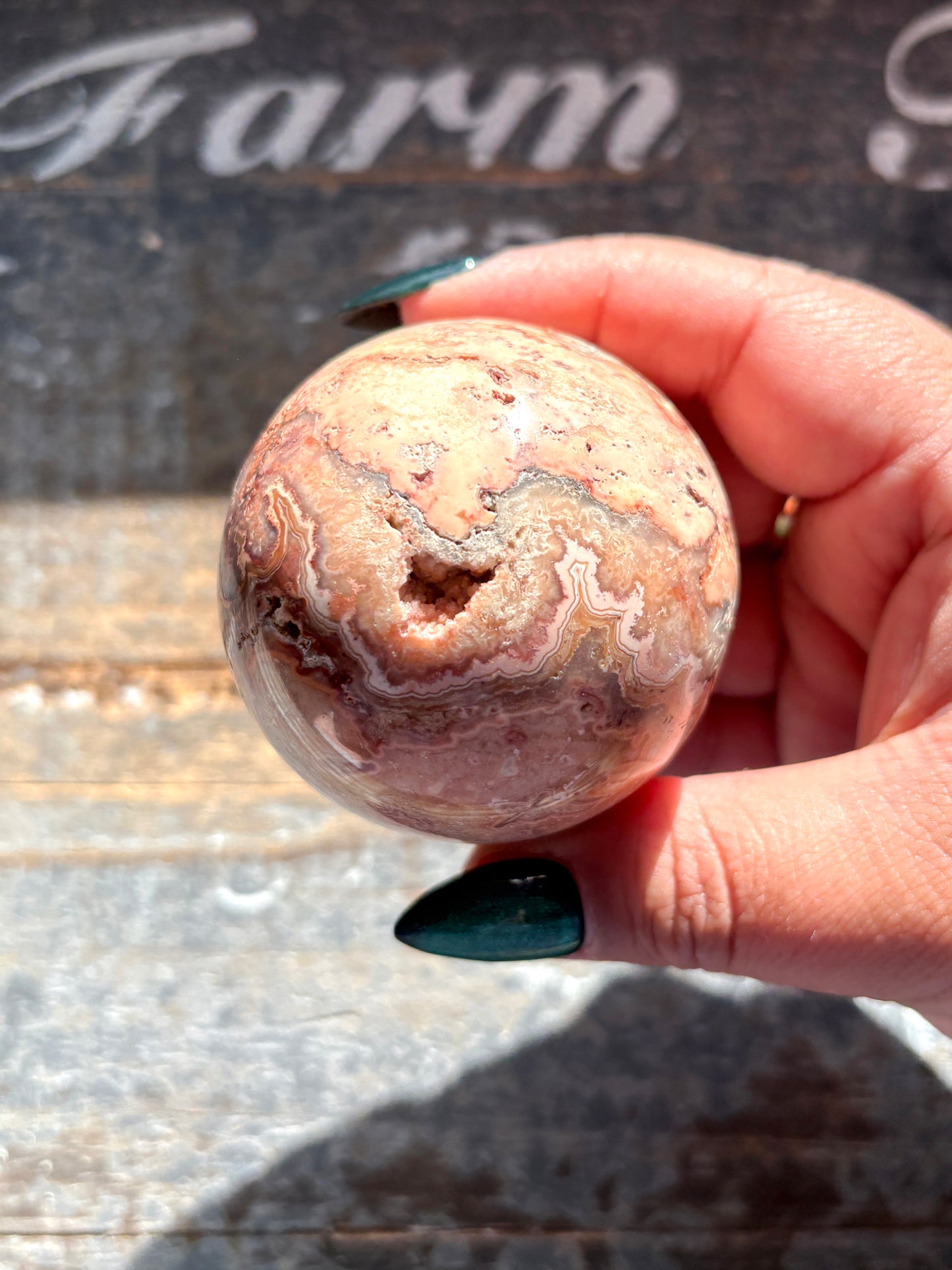 Gorgeous Pink Lace Agate Sphere from Indonesia