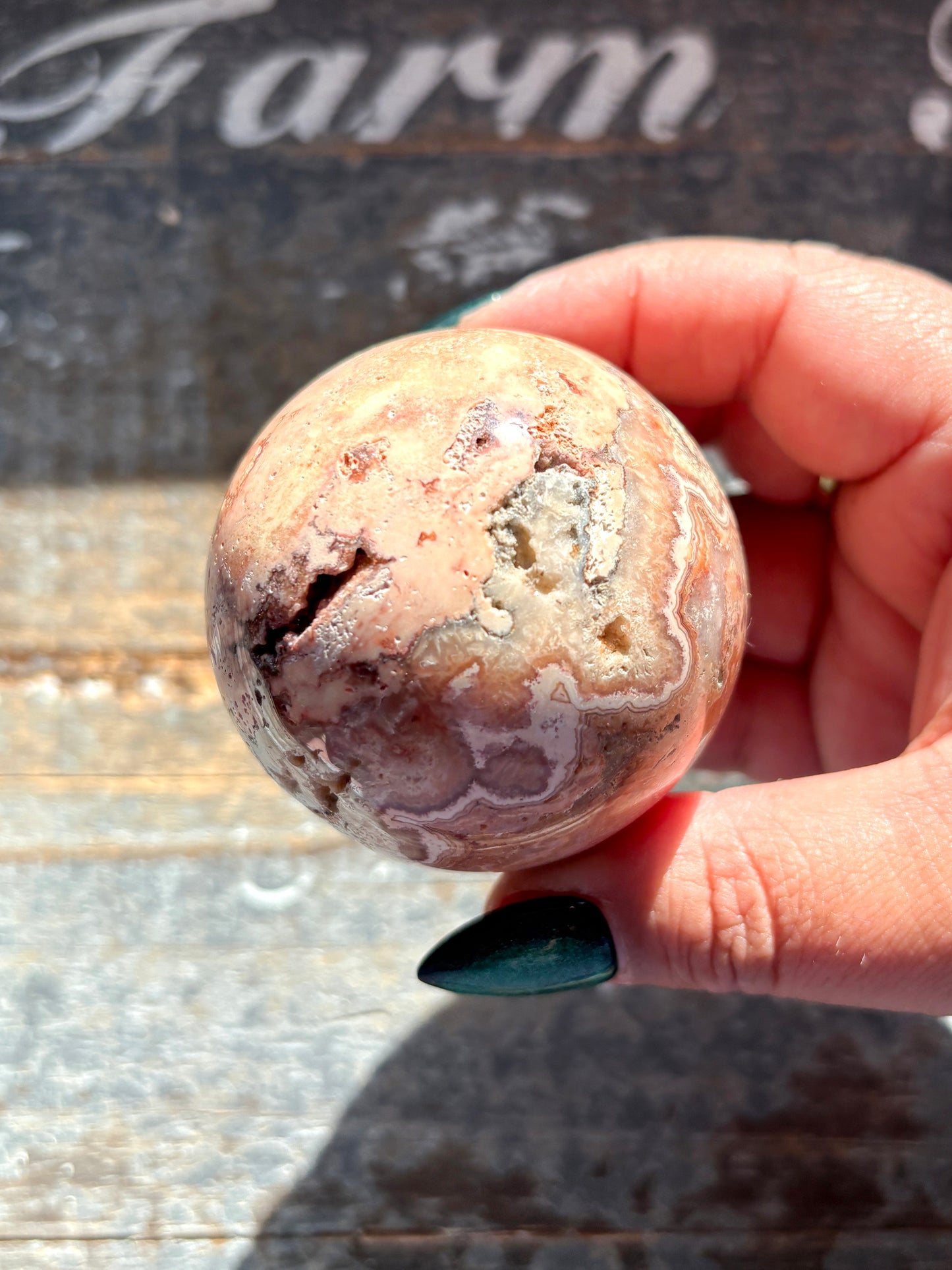 Gorgeous Pink Lace Agate Sphere from Indonesia