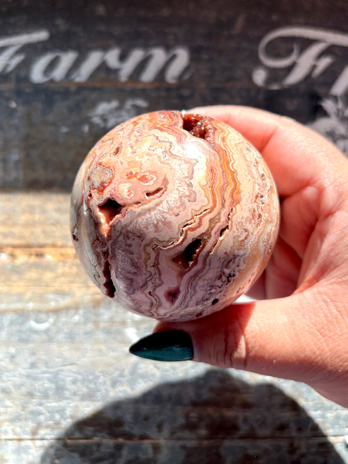 Gorgeous Pink Lace Agate Sphere from Indonesia