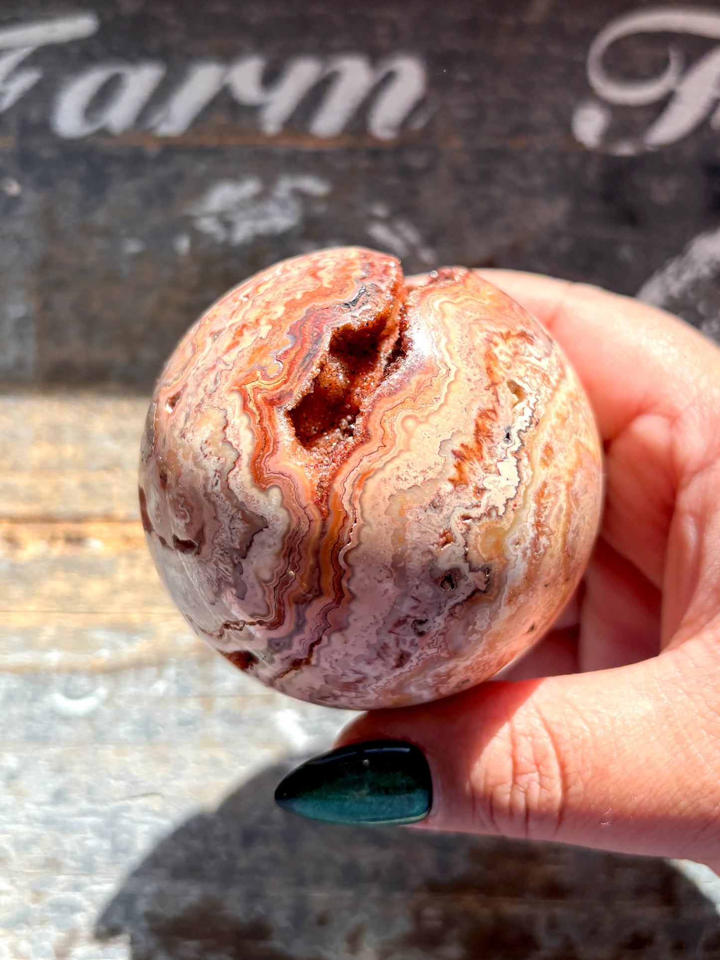 Gorgeous Pink Lace Agate Sphere from Indonesia