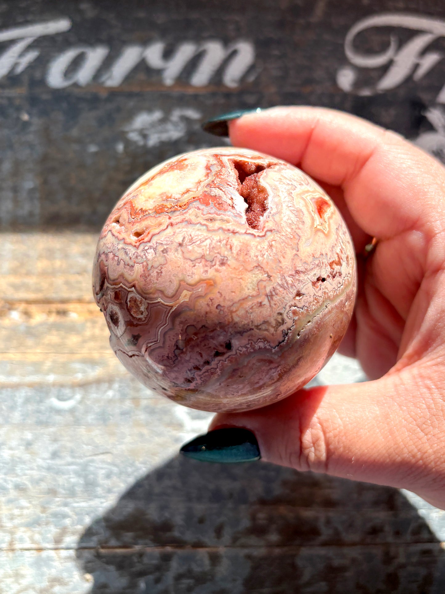 Gorgeous Pink Lace Agate Sphere from Indonesia