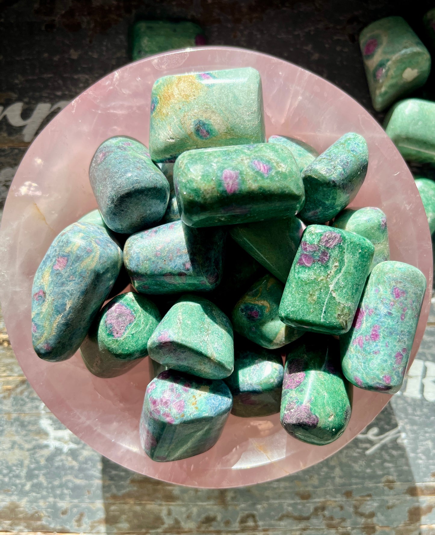 One (1) Gorgeous Green Fuchsite and Ruby Tumble from India *Tucson Exclusive*