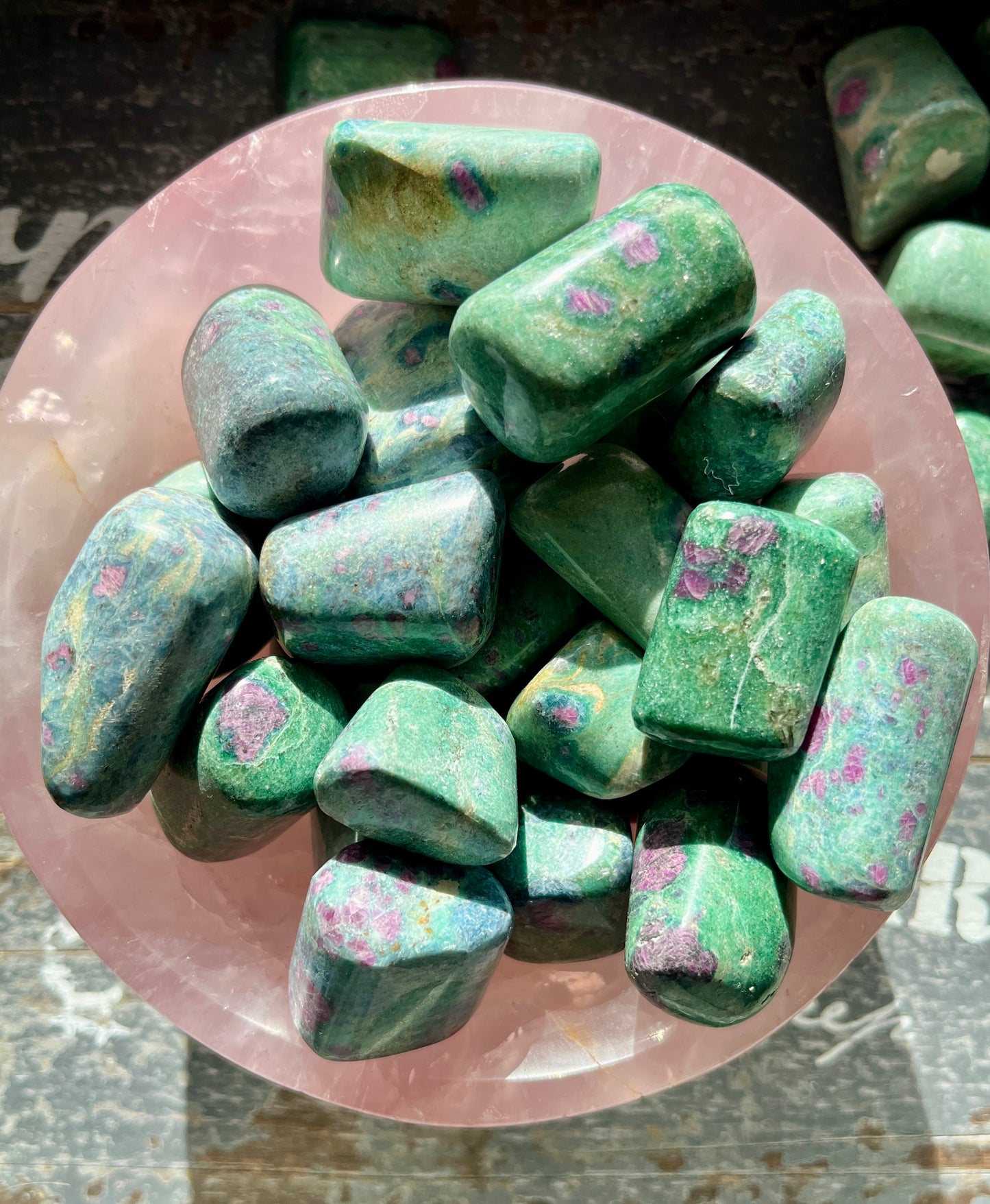 One (1) Gorgeous Green Fuchsite and Ruby Tumble from India *Tucson Exclusive*