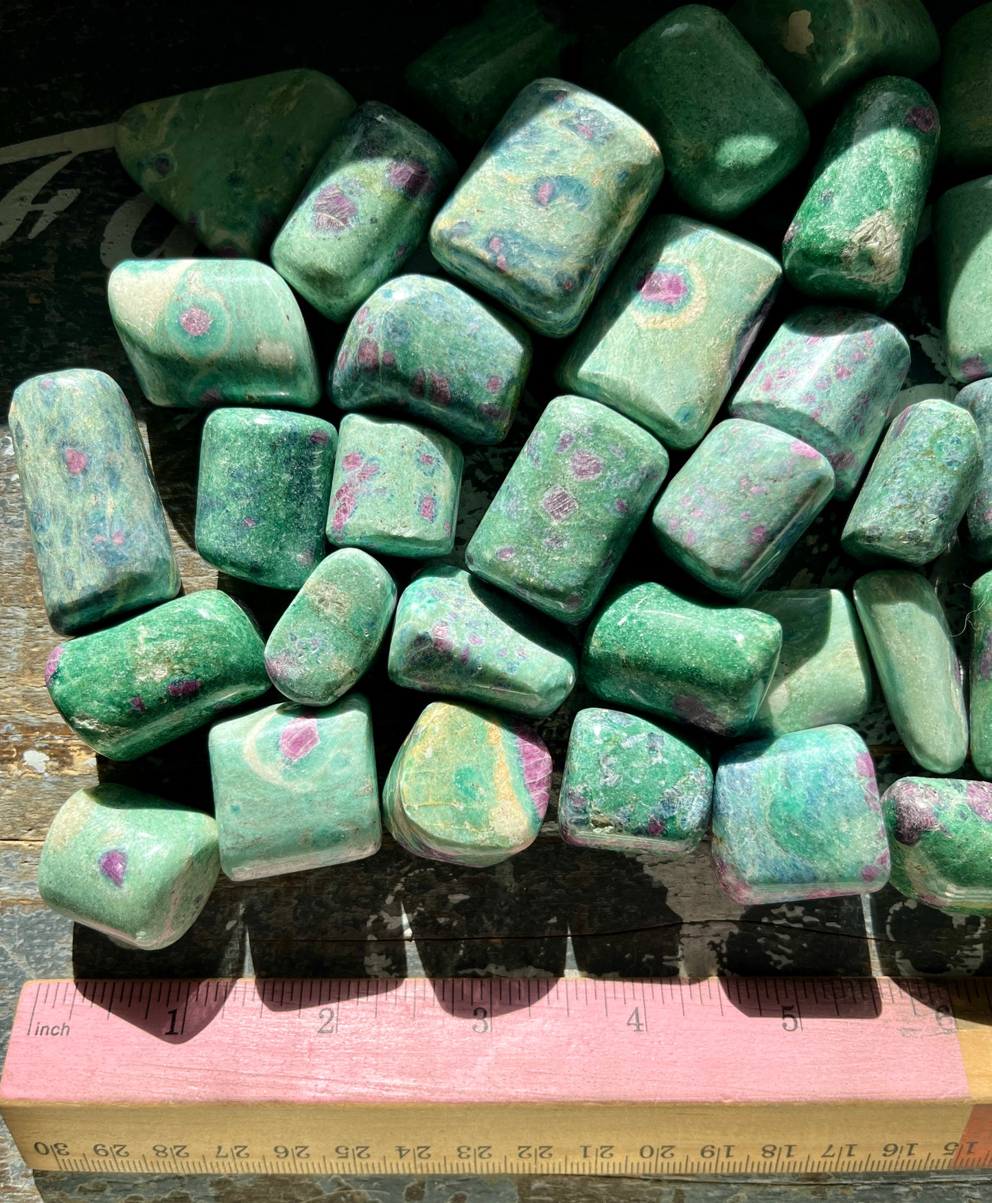 One (1) Gorgeous Green Fuchsite and Ruby Tumble from India *Tucson Exclusive*