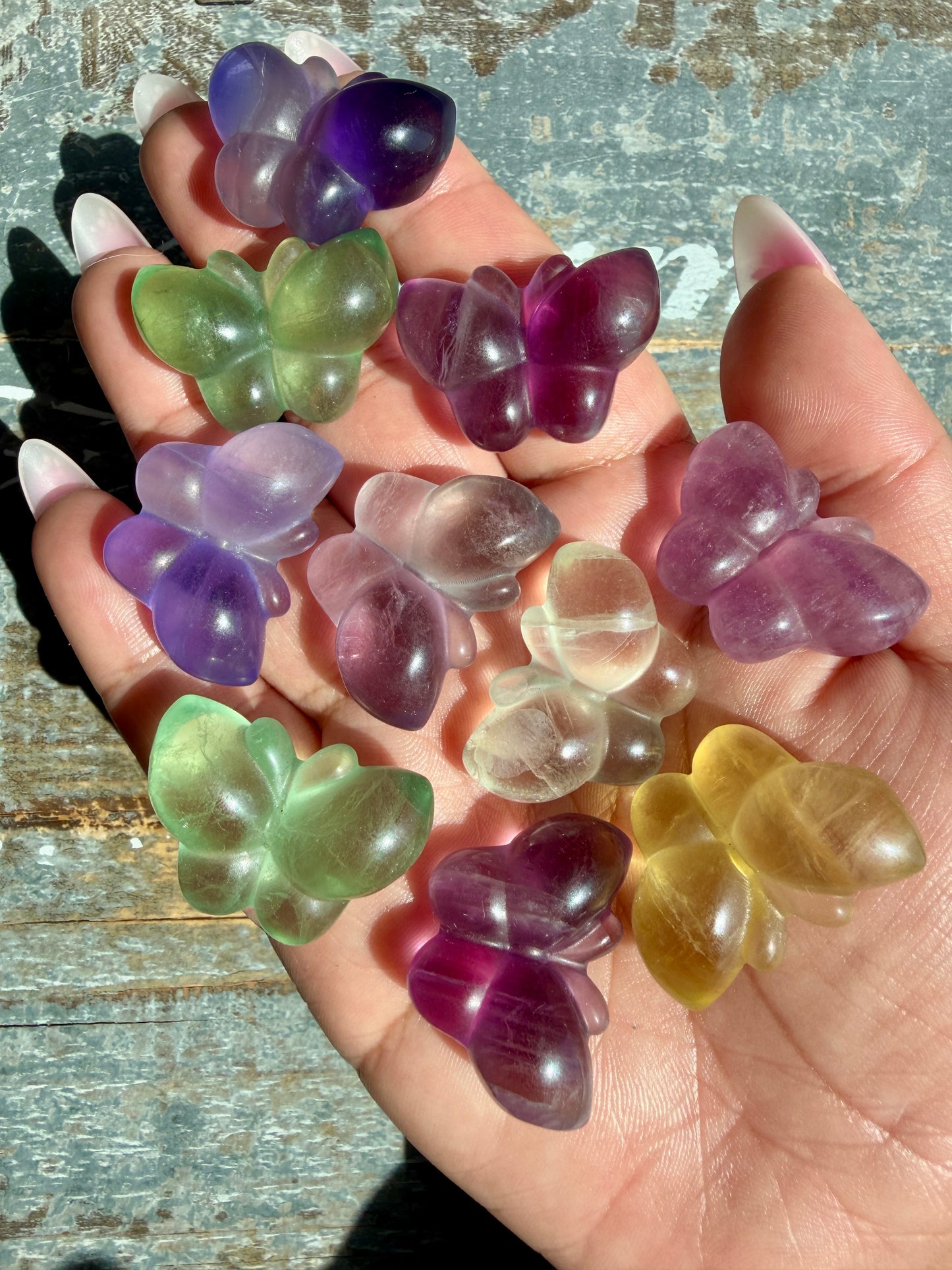 One (1) Rainbow Fluorite Puffy Butterfly | Intuitively Chosen