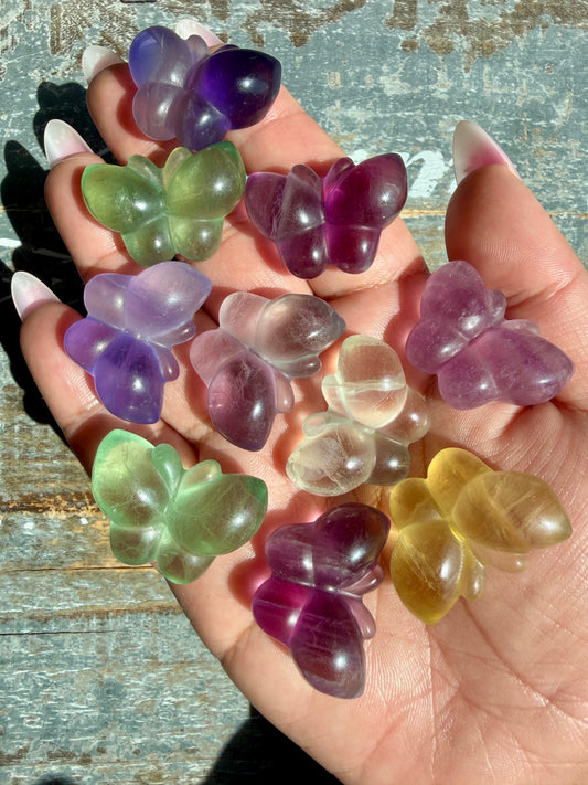 One (1) Rainbow Fluorite Puffy Butterfly | Intuitively Chosen