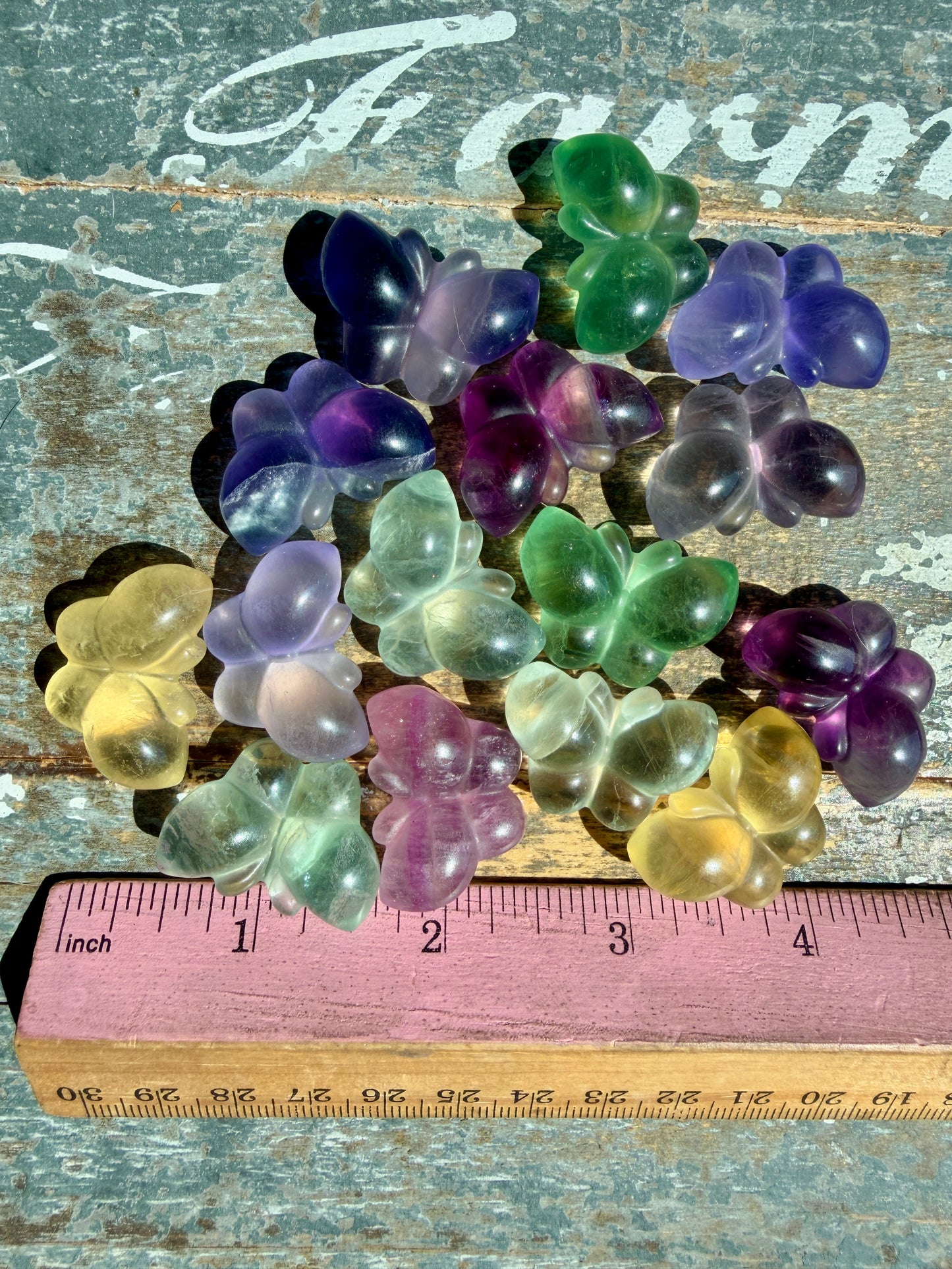 One (1) Rainbow Fluorite Puffy Butterfly | Intuitively Chosen