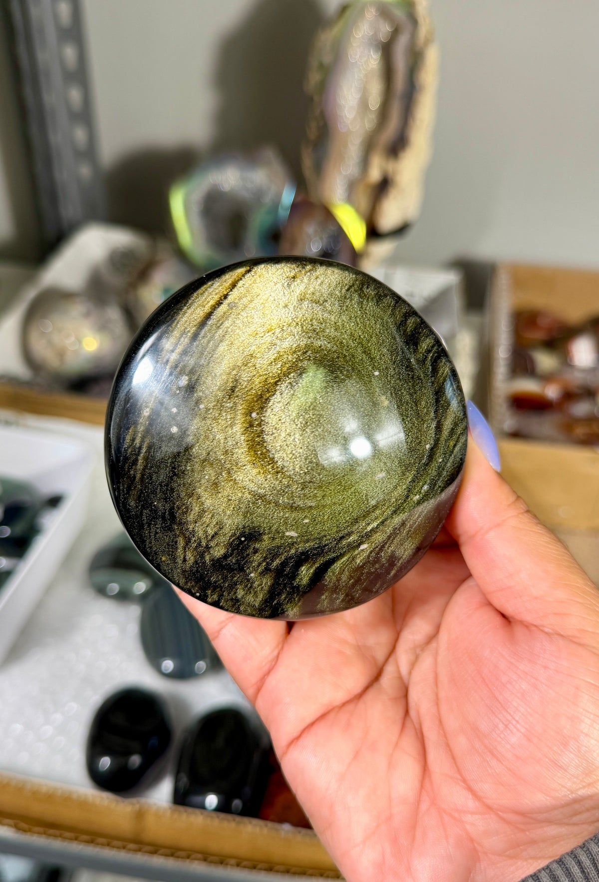 Gorgeous Gold Sheen Obsidian Round Freeform | Opt 86