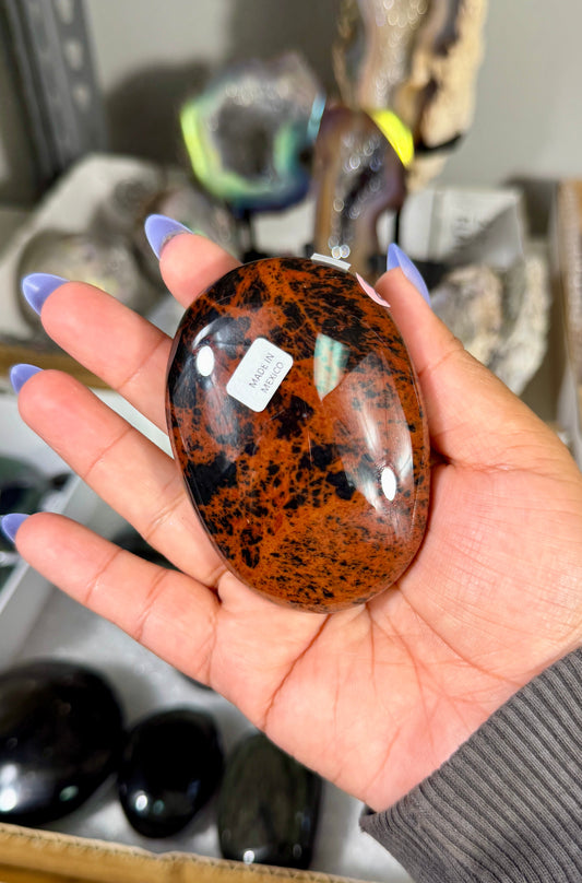Gorgeous Mahogany Obsidian Palm Stone | Opt 80