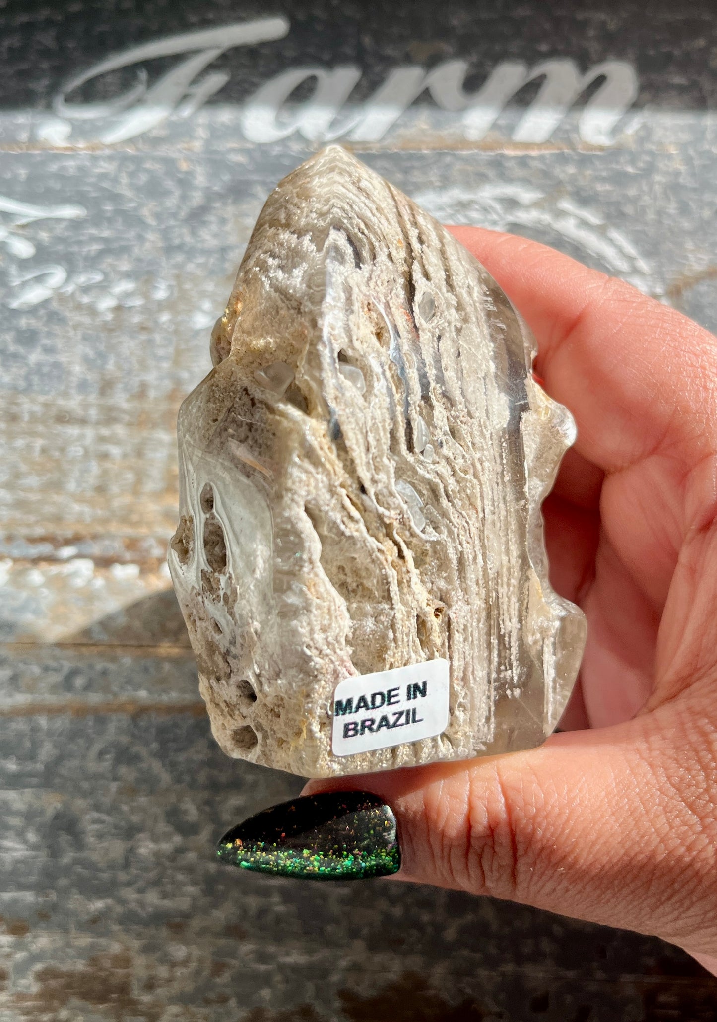 Gorgeous Garden Quartz Half Raw Half Polished Flame from Brazil *Tucson Exclusive*