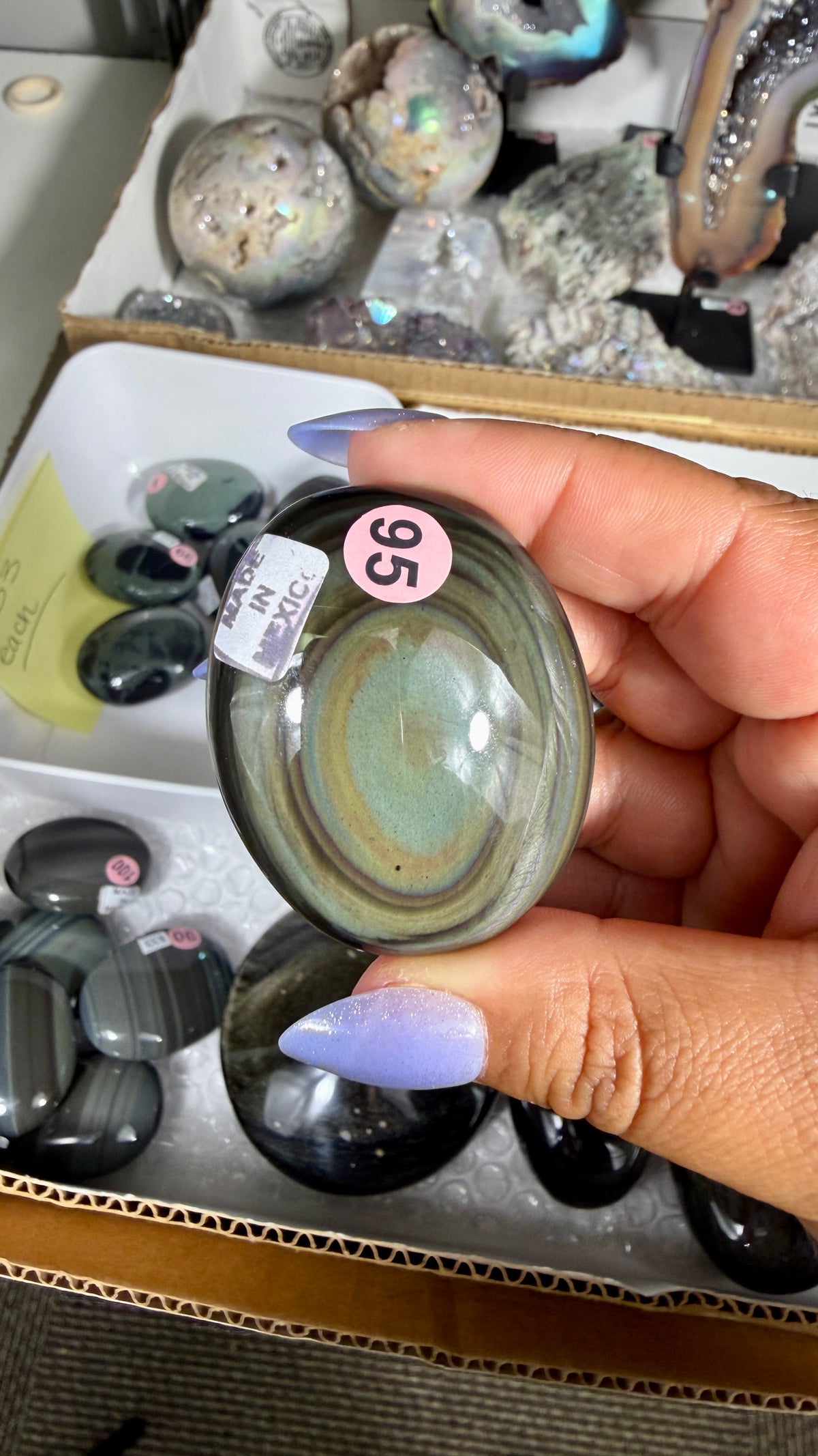 Gorgeous Rainbow Obsidian Mini Palm Stone | Opt 95