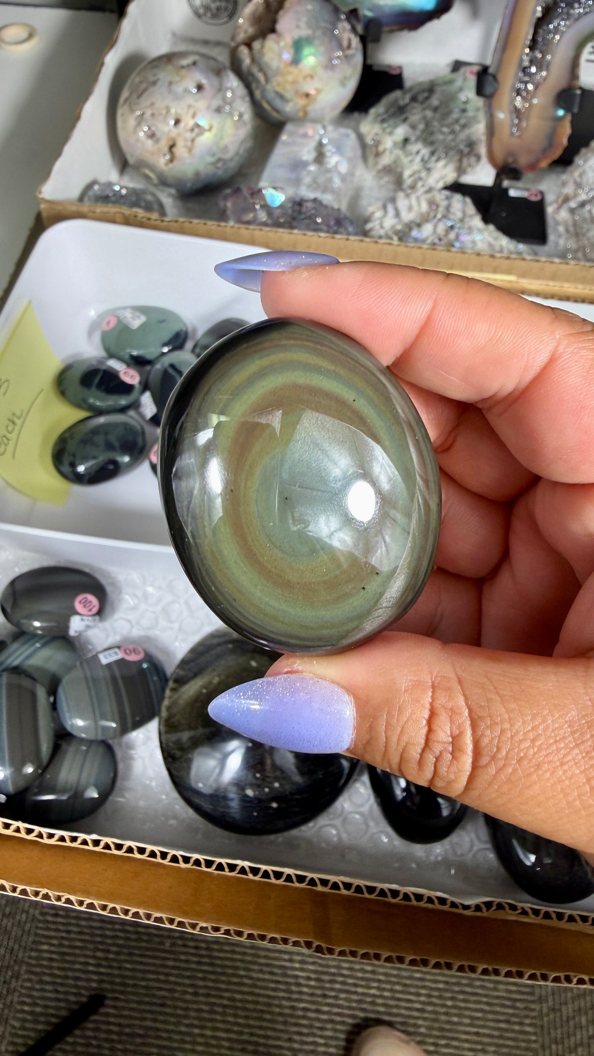 Gorgeous Rainbow Obsidian Mini Palm Stone | Opt 95