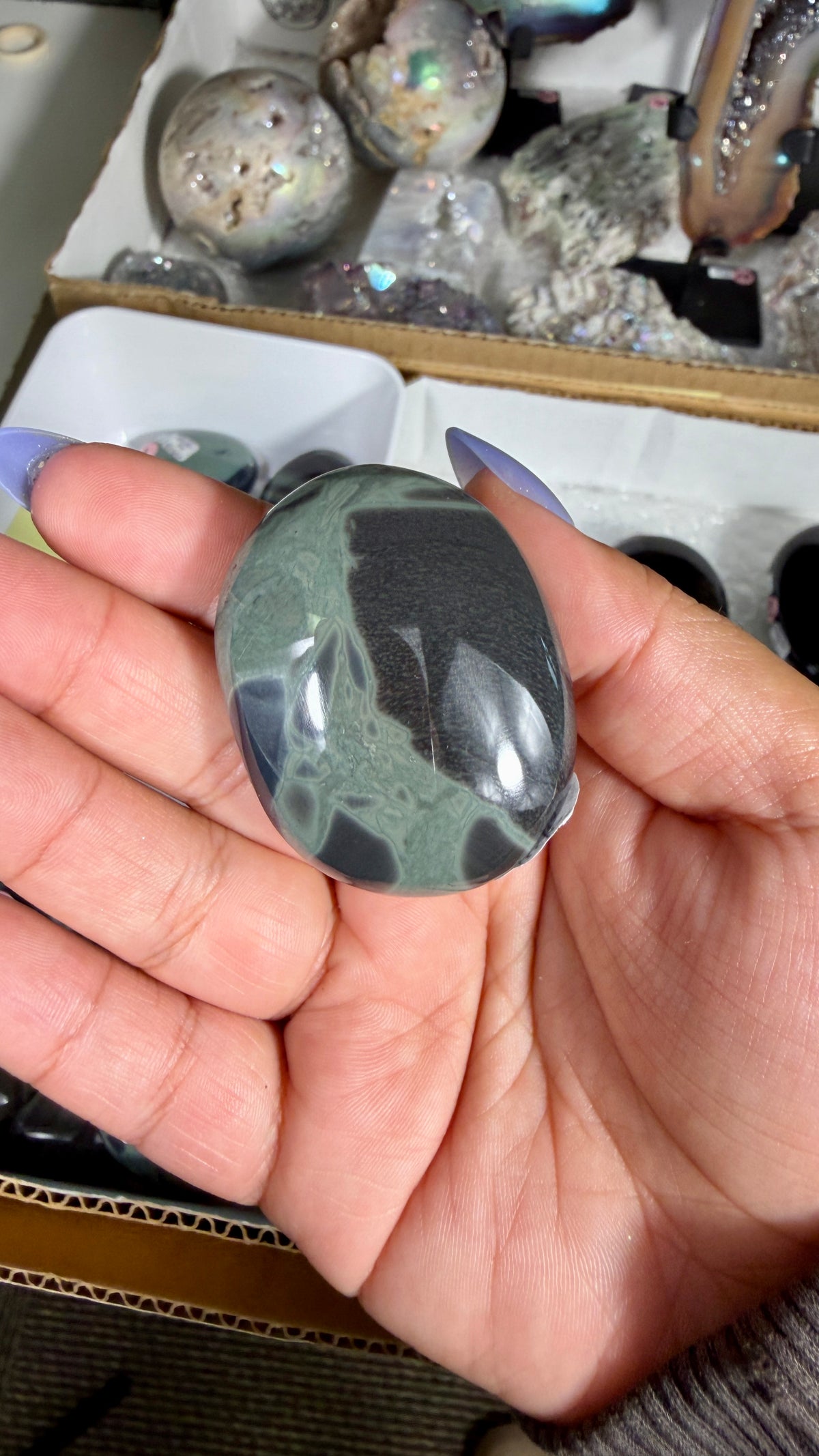 Gorgeous Spider Web Obsidian Mini Palm Stone | Opt 89