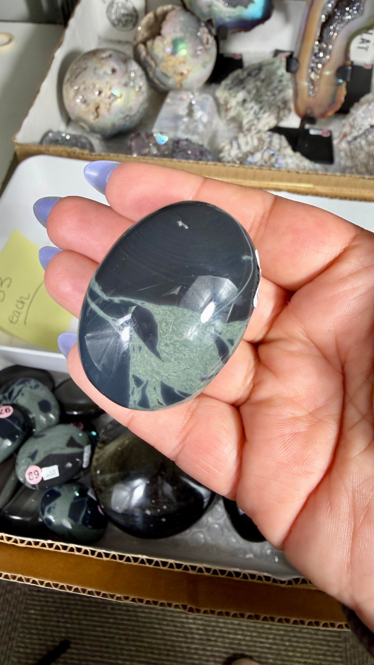 Gorgeous Spider Web Obsidian Mini Palm Stone | Opt 93