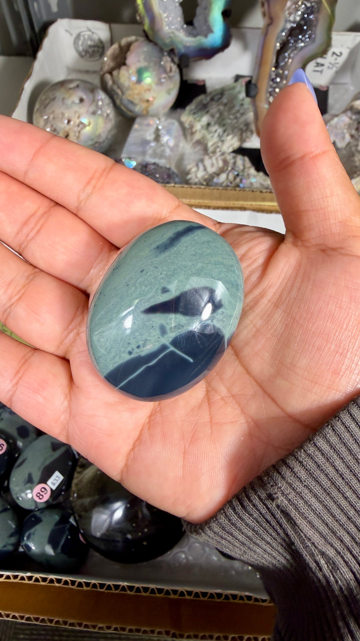 Gorgeous Spider Web Obsidian Mini Palm Stone | Opt 1