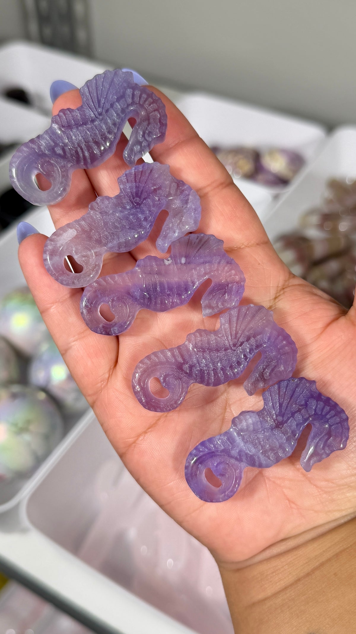 One (1) Purple Fluorite Sea Horse | Intuitively Chosen