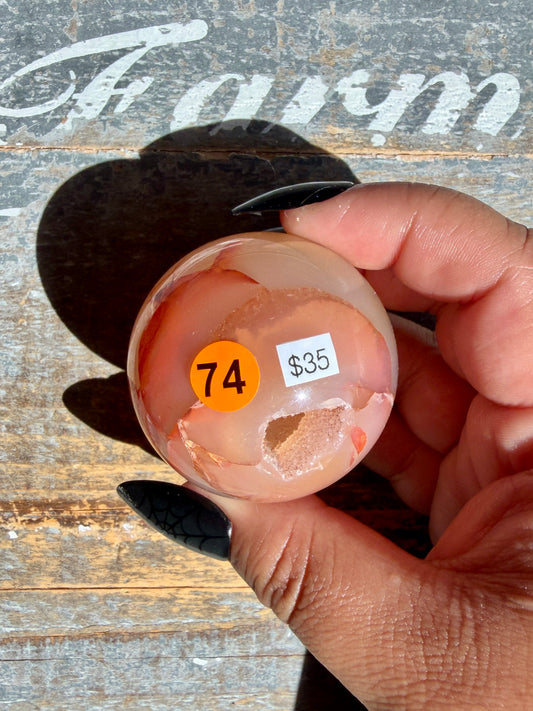 Gorgeous Druzy Carnelian Sphere | Opt 74